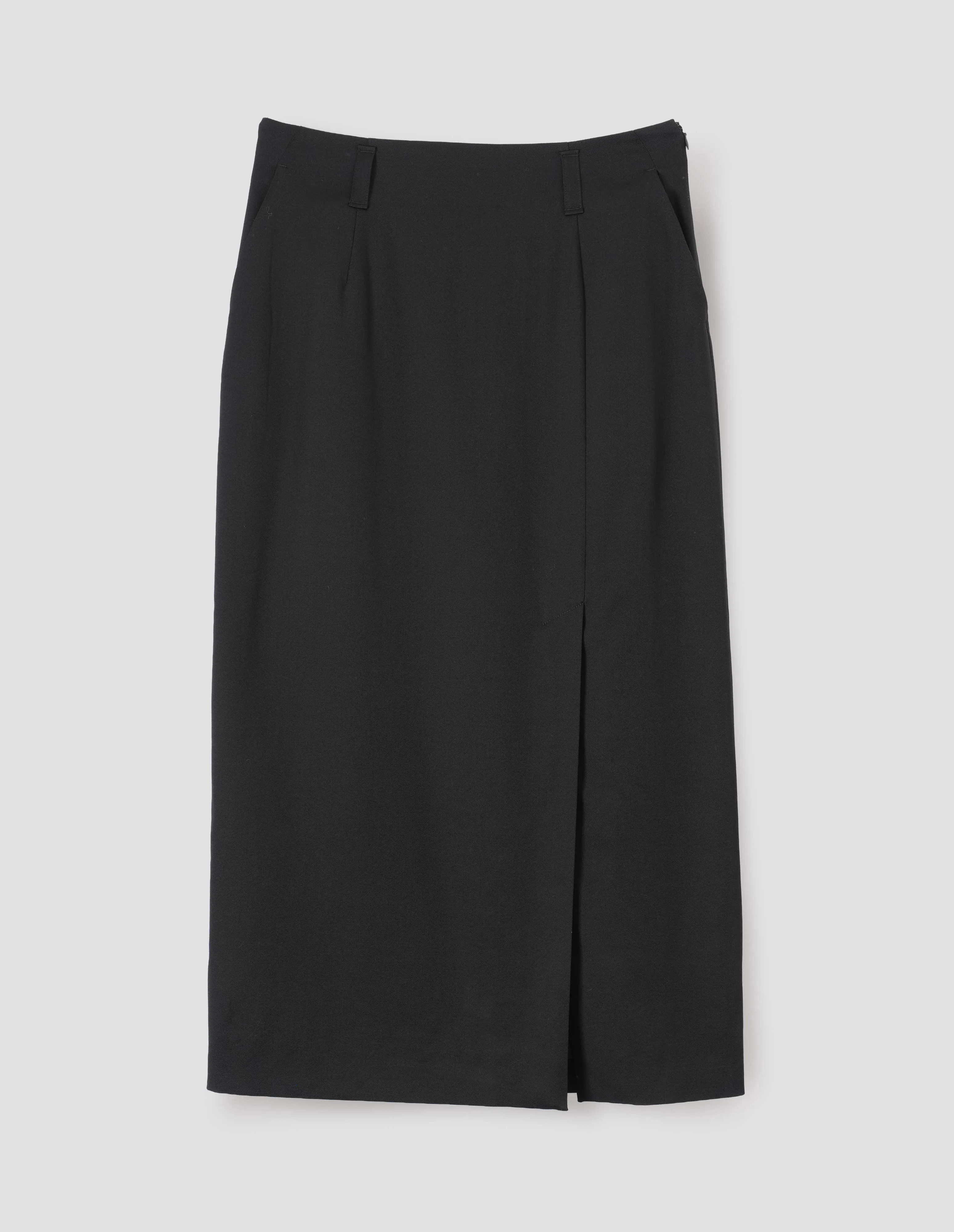 MIDI VENT SKIRT | FLUID WOOL TWILL | BLACK sold by Margaret Howell product image thumbnail 3