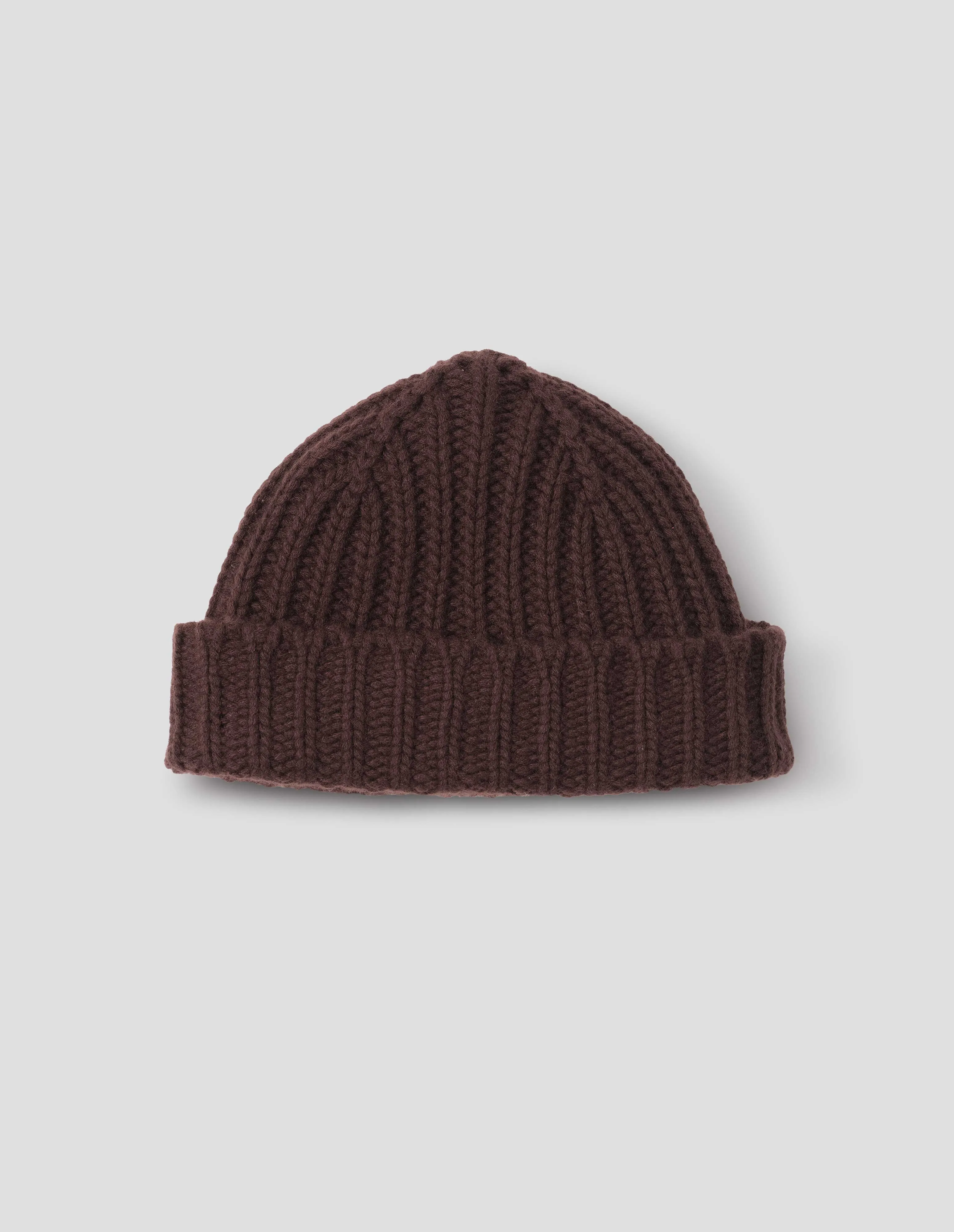 CHUNKY RIB BEANIE | CASHMERE | DARK BROWN sold by Margaret Howell