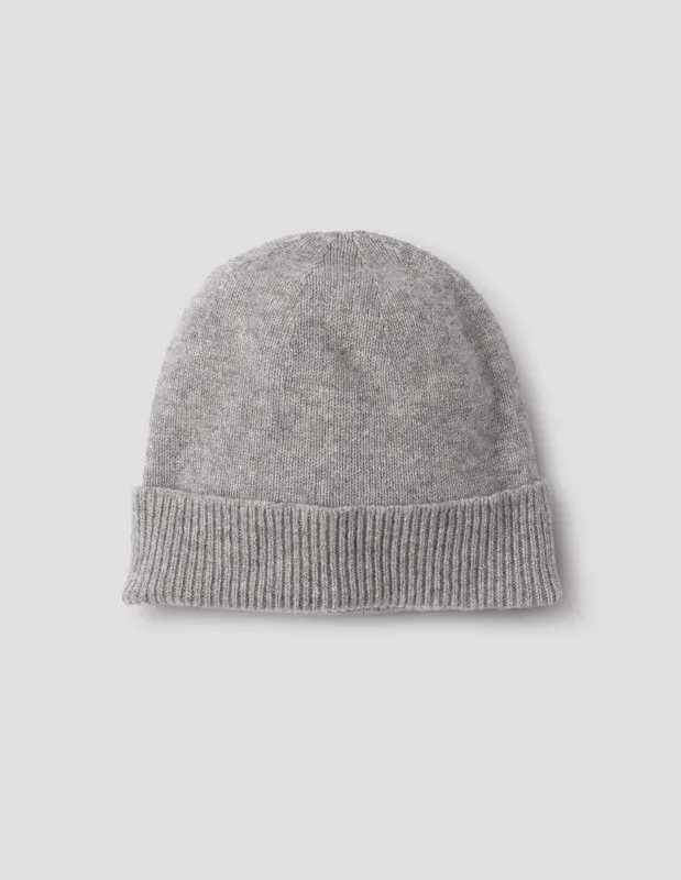 FINE GAUGE BEANIE | RECYCLED CASHMERE | GREY MELANGE sold by Margaret Howell