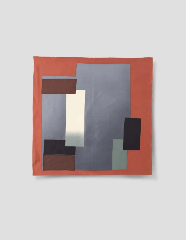 COLLAGE PRINT SCARF | SILK | DARK SAND / MULTI sold by Margaret Howell