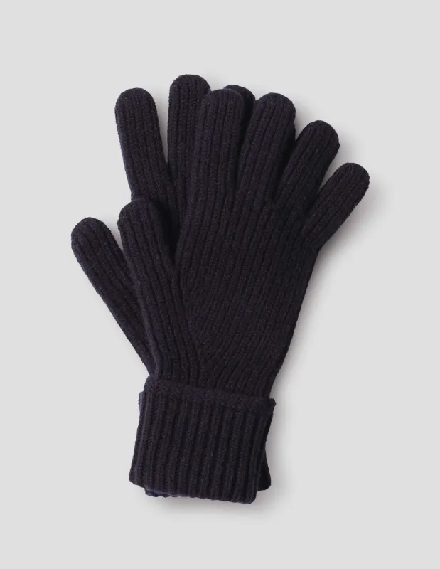 CUFF RIB GLOVE | SOFT SPUN WOOL | NAVY BLUE sold by Margaret Howell