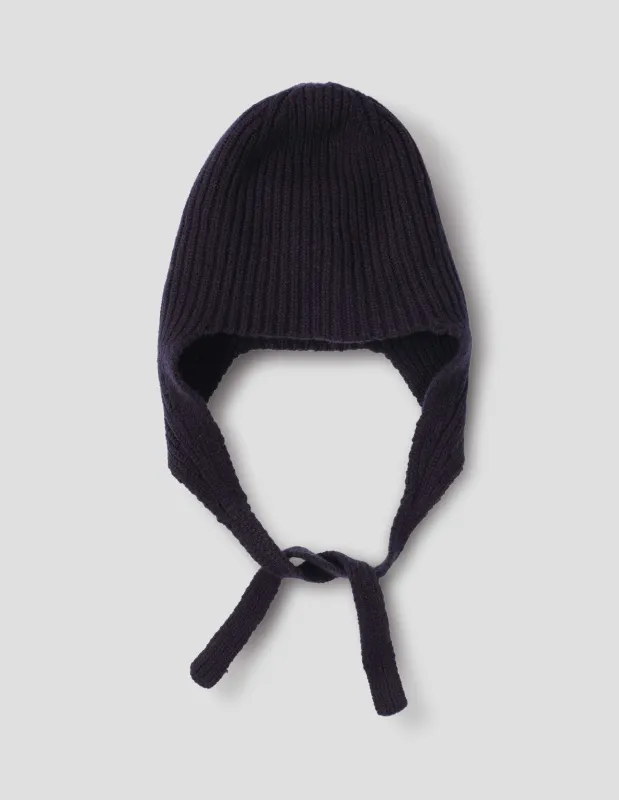 EAR FLAP HAT | SOFT SPUN WOOL | NAVY BLUE sold by Margaret Howell