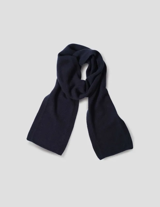 PLAIN CAST OFF EDGE SCARF | RECYCLED CASHMERE | NAVY sold by Margaret Howell