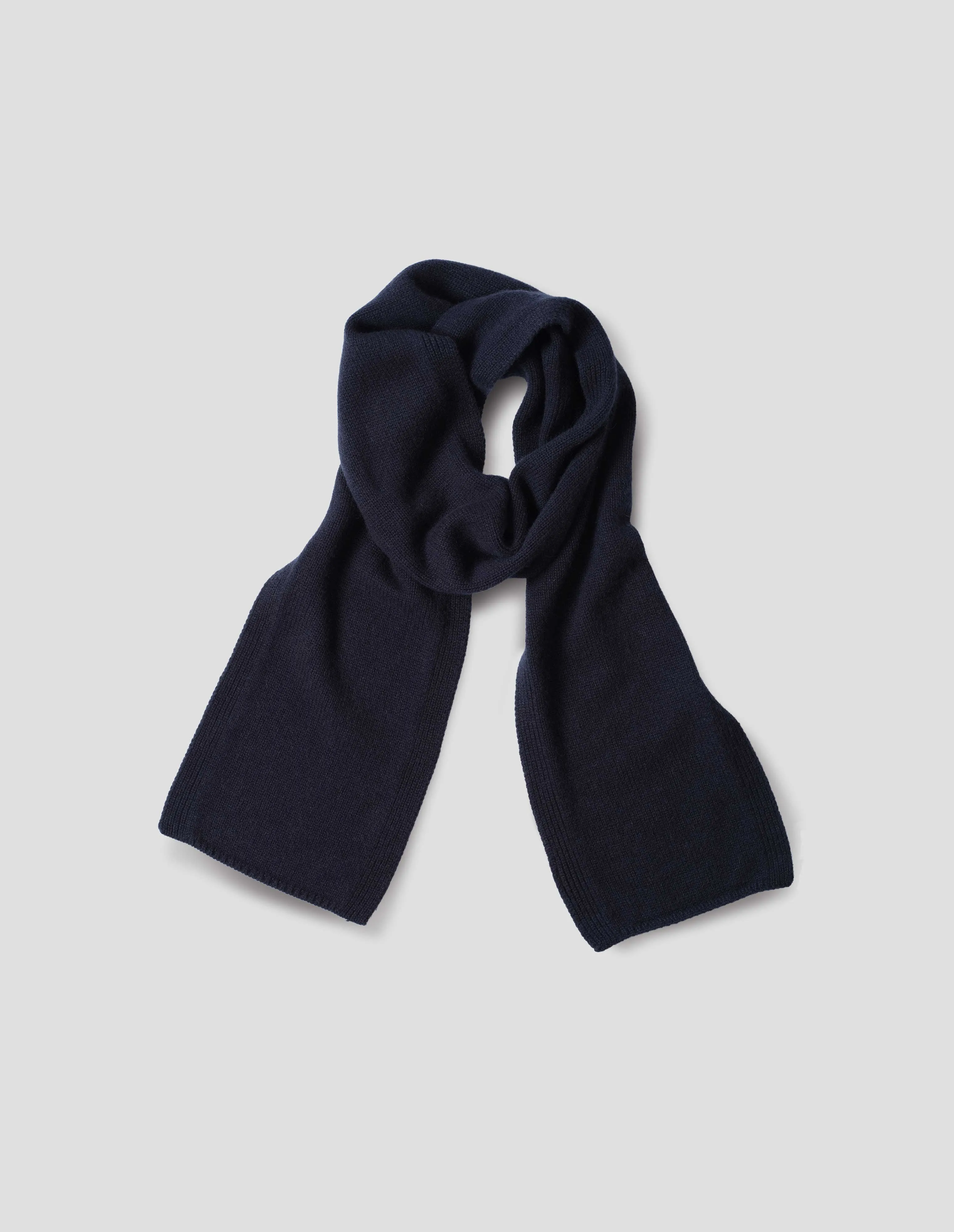 PLAIN CAST OFF EDGE SCARF | RECYCLED CASHMERE | NAVY sold by Margaret Howell