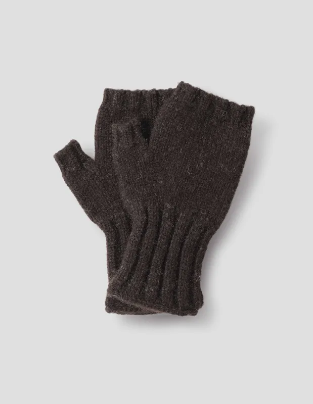 MHL. CHUNKY FINGERLESS GLOVE | REAL SHETLAND WOOL | DARK BROWN sold by Margaret Howell