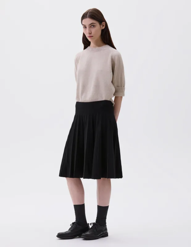 KNITTED PLEAT SKIRT | MERINO WOOL | BLACK sold by Margaret Howell
