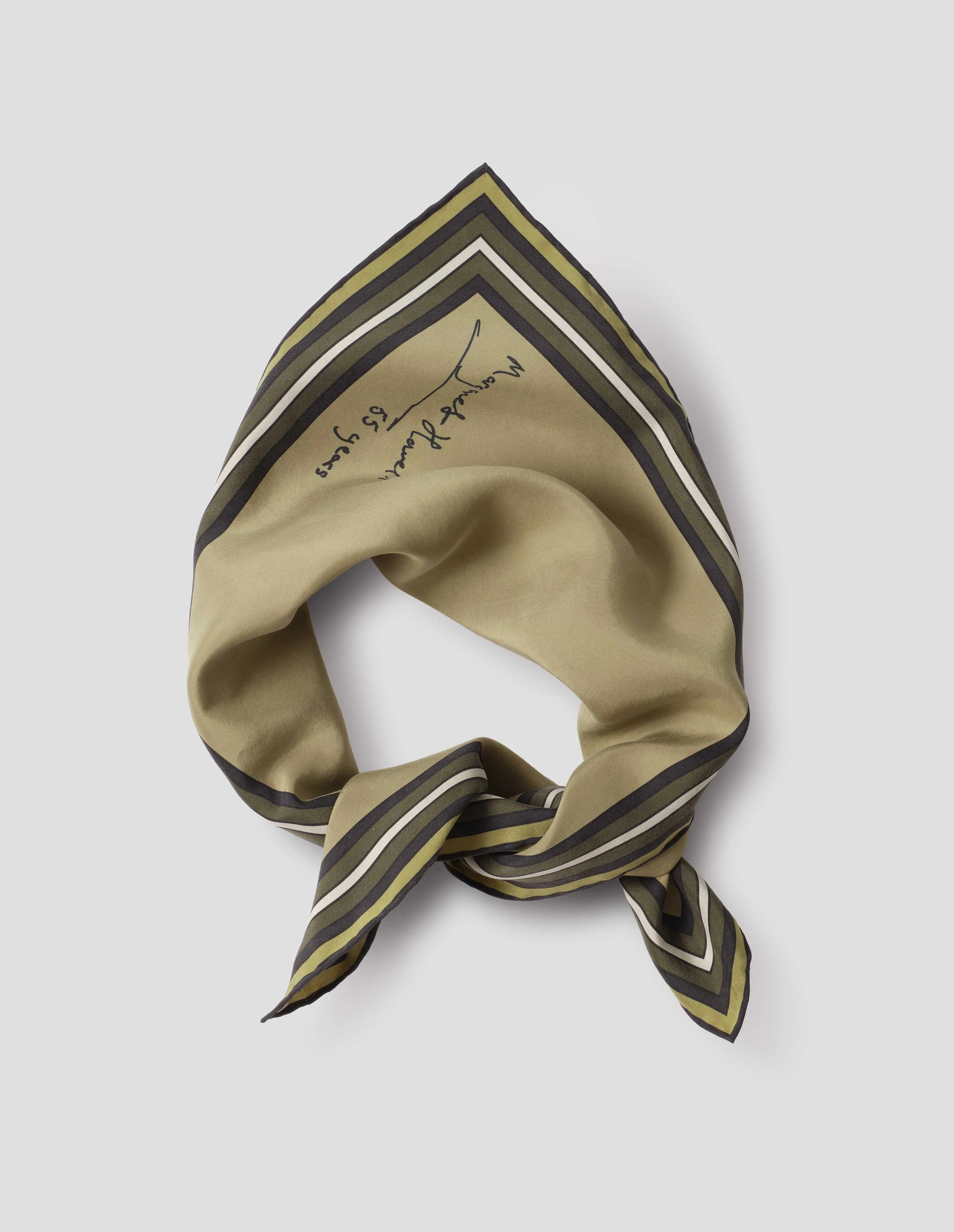 ANNIVERSARY BORDER SCARF | SILK | OLIVE / MULTI sold by Margaret Howell product image thumbnail 2