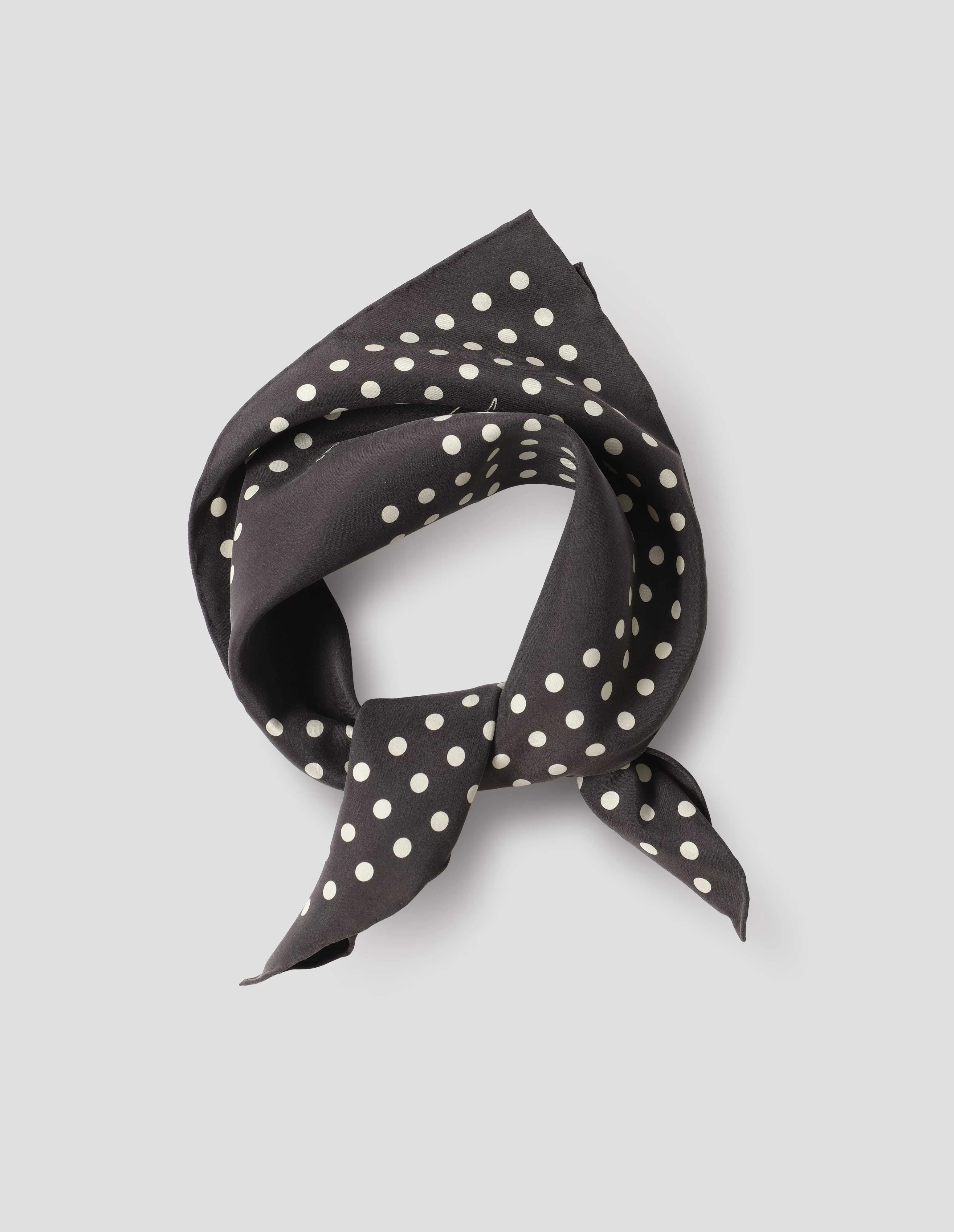 ANNIVERSARY POLKA DOT SCARF | SILK | BLACK / OFF WHITE sold by Margaret Howell product image thumbnail 2
