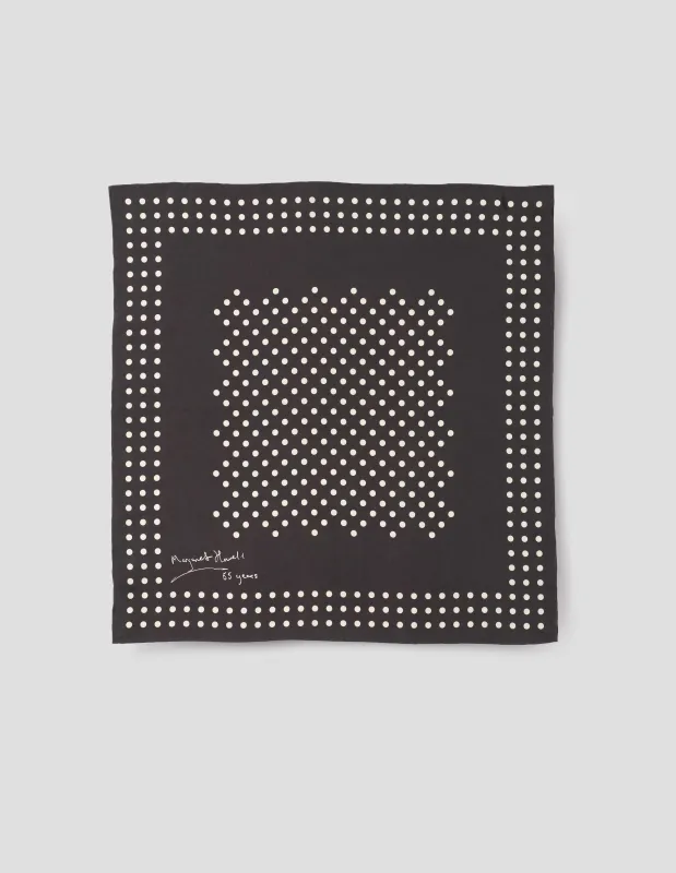 ANNIVERSARY POLKA DOT SCARF | SILK | BLACK / OFF WHITE sold by Margaret Howell