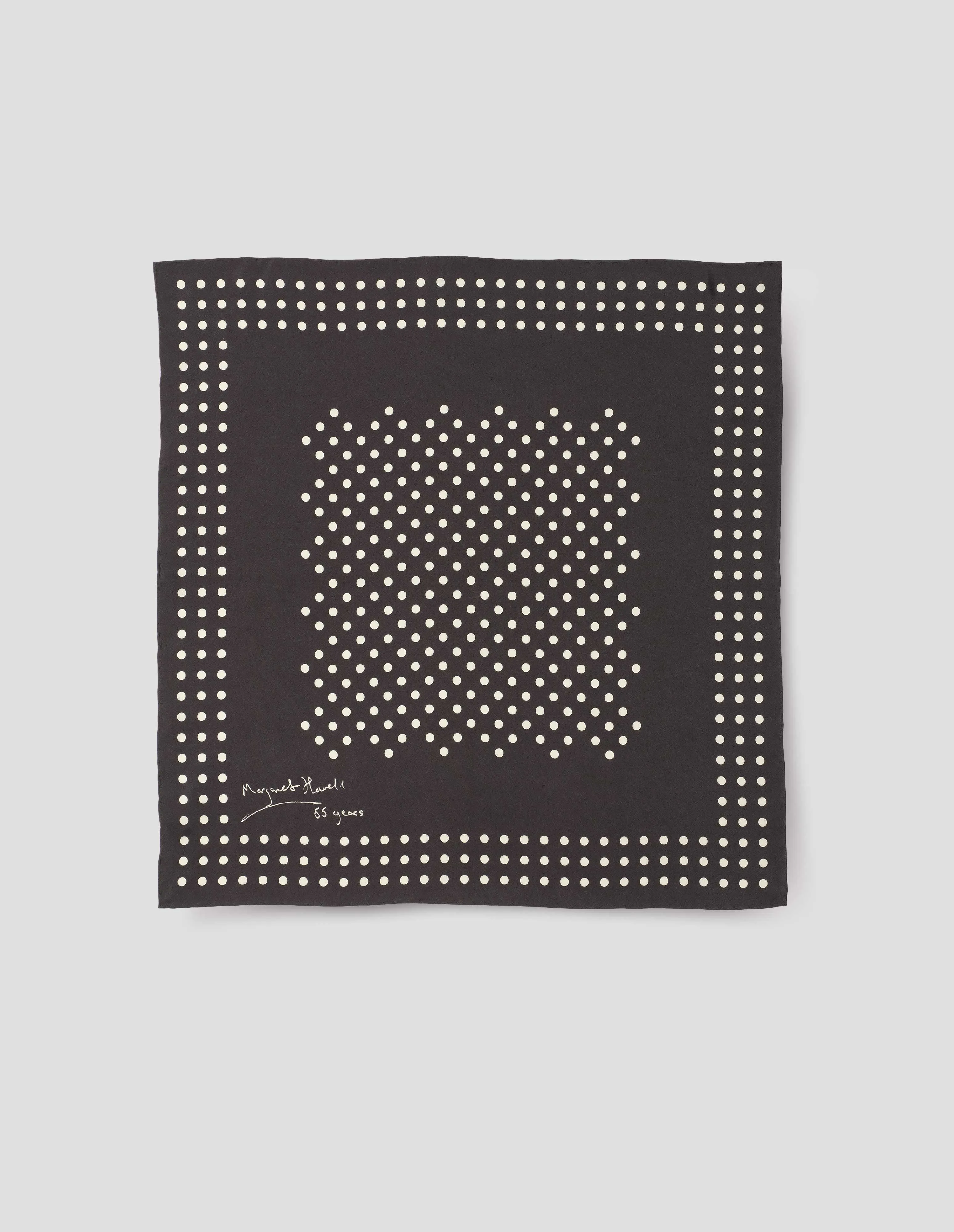 ANNIVERSARY POLKA DOT SCARF | SILK | BLACK / OFF WHITE sold by Margaret Howell