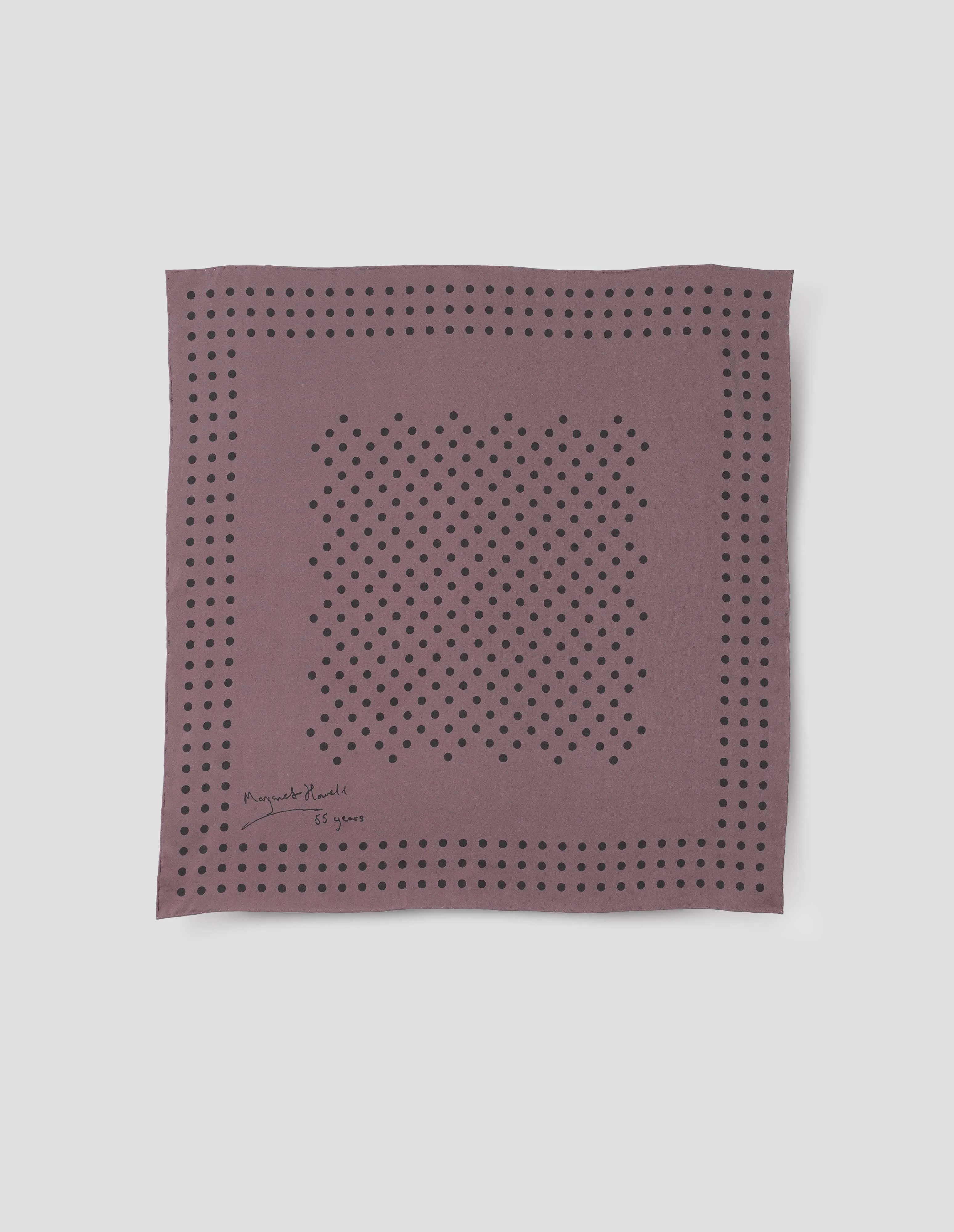 ANNIVERSARY POLKA DOT SCARF | SILK | GRAPE / BLACK sold by Margaret Howell