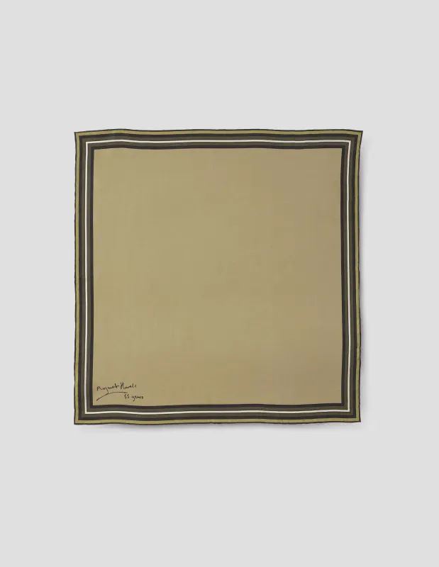 ANNIVERSARY BORDER SCARF | SILK | OLIVE / MULTI sold by Margaret Howell