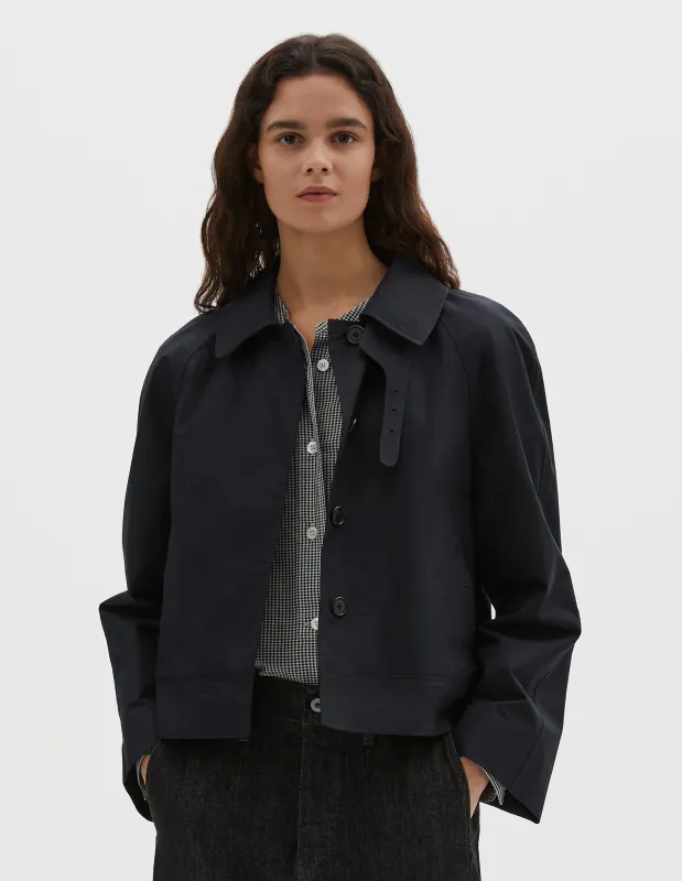 SHORT TRENCH | VENTILE DRY COTTON POPLIN | BLACK sold by Margaret Howell