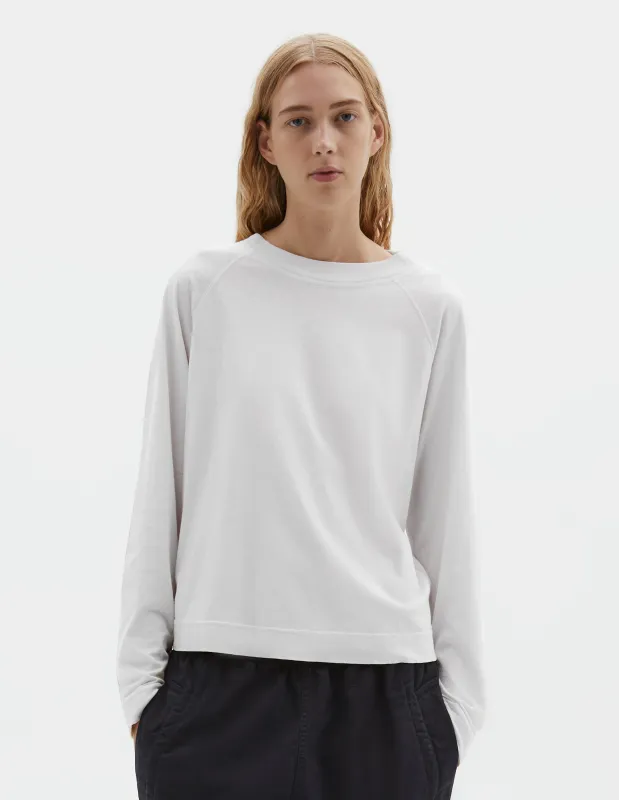 MHL. RAGLAN CREW NECK T SHIRT | ORGANIC COTTON LINEN JERSEY | WHITE sold by Margaret Howell