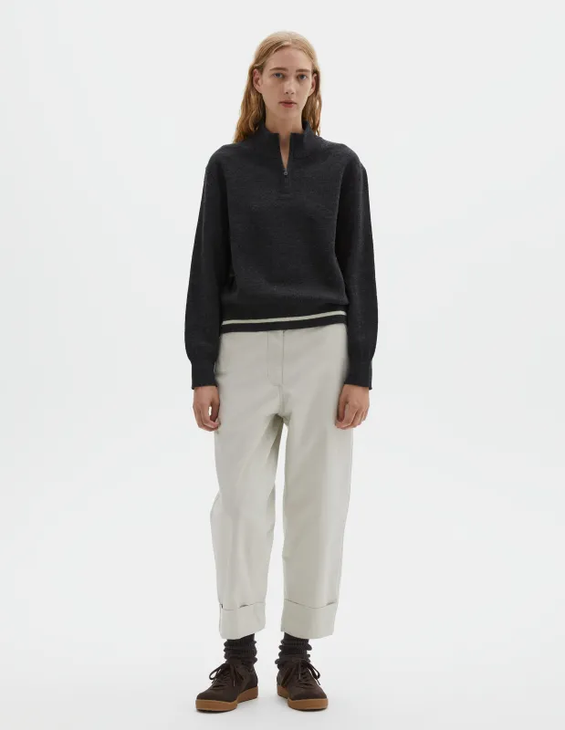 MHL. BUTTON BELT TROUSERS | IRREGULAR COTTON DRILL | CHALK sold by Margaret Howell