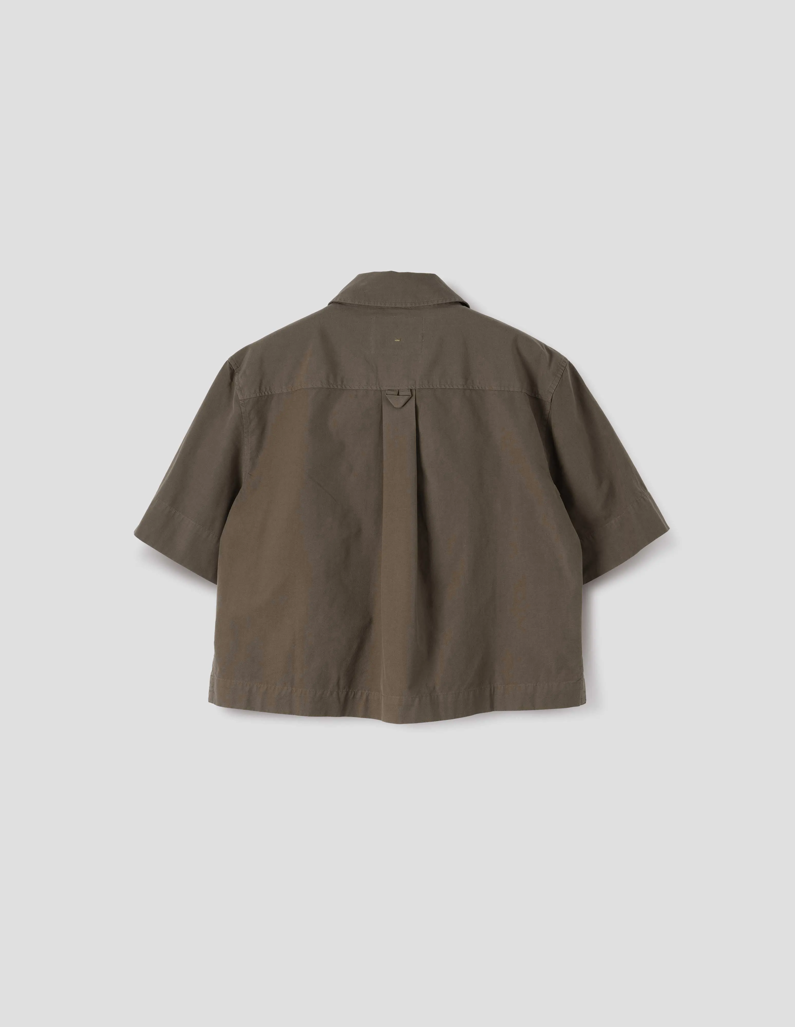 MHL. CROPPED UNIFORM SHIRT | SANDED COTTON POPLIN | UMBER sold by Margaret Howell product image thumbnail 2