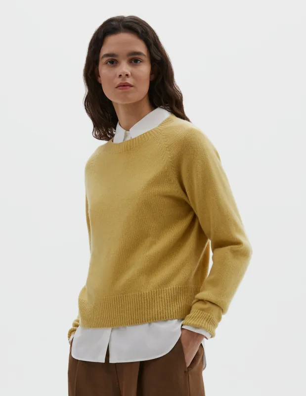 SHORT CLASSIC CREW NECK | MERINO CASHMERE | CHAMOMILE sold by Margaret Howell