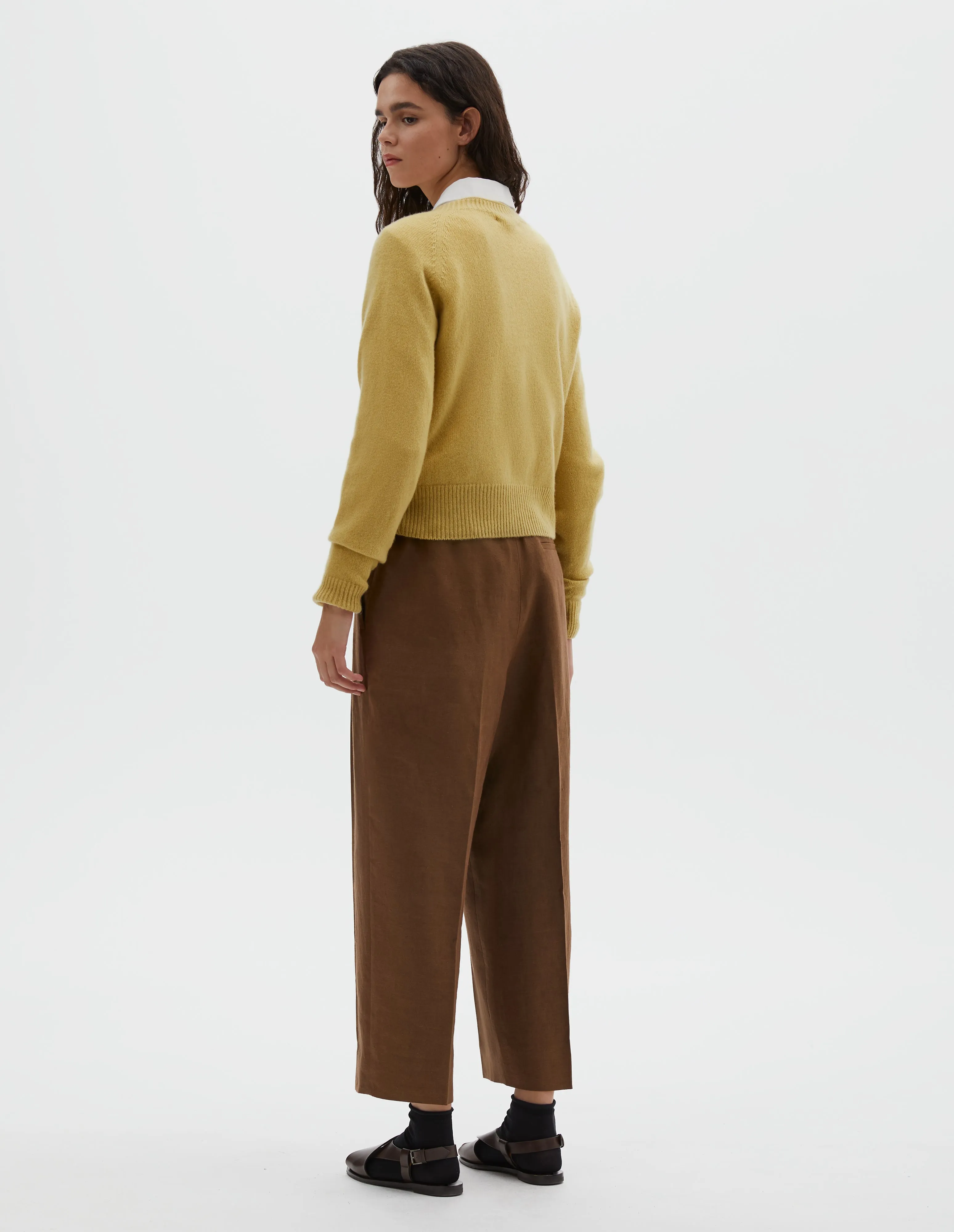 SHORT CLASSIC CREW NECK | MERINO CASHMERE | CHAMOMILE sold by Margaret Howell product image thumbnail 3