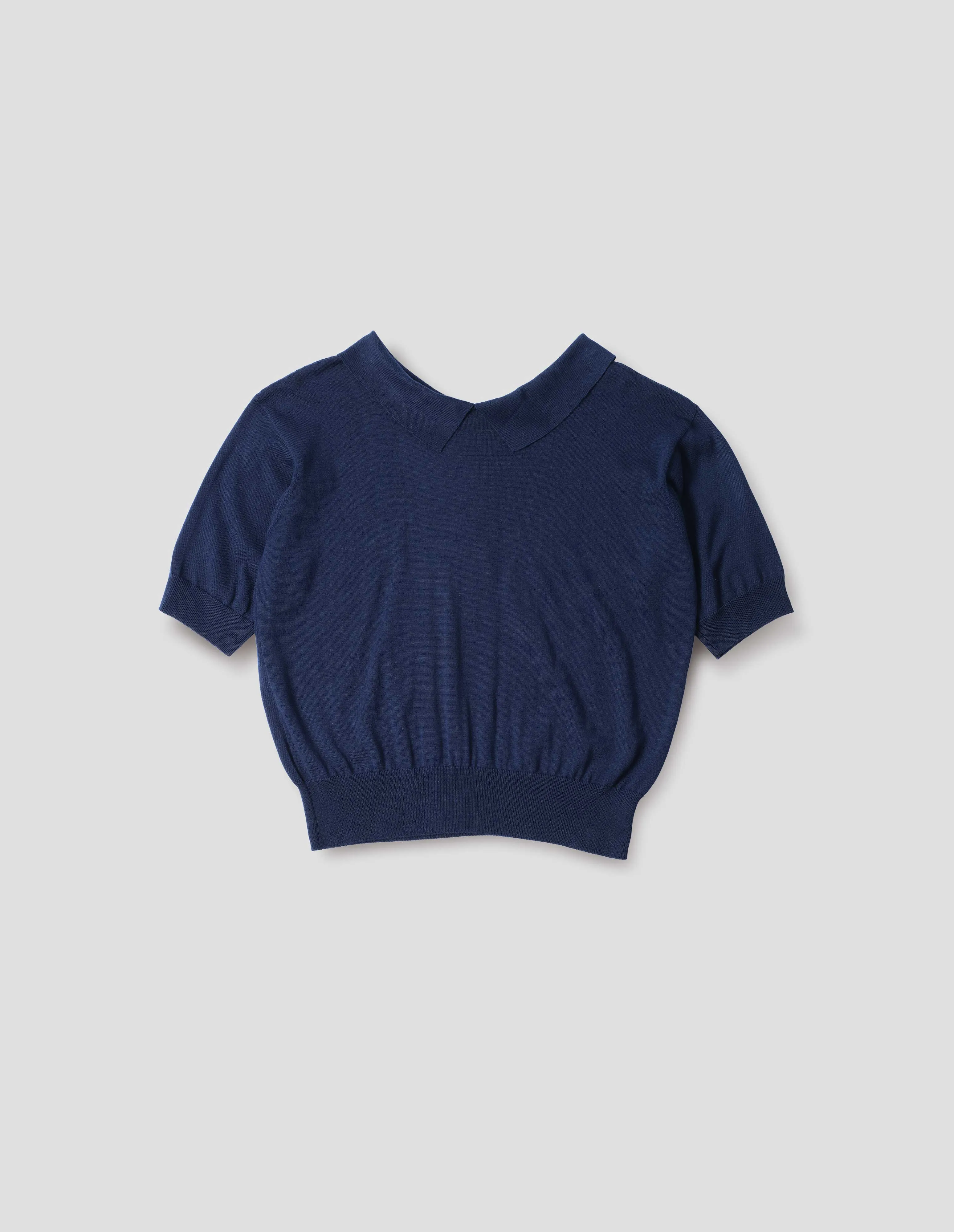 COLLARED T SHIRT | FINE LINEN COTTON | DARK NAVY sold by Margaret Howell product image thumbnail 5