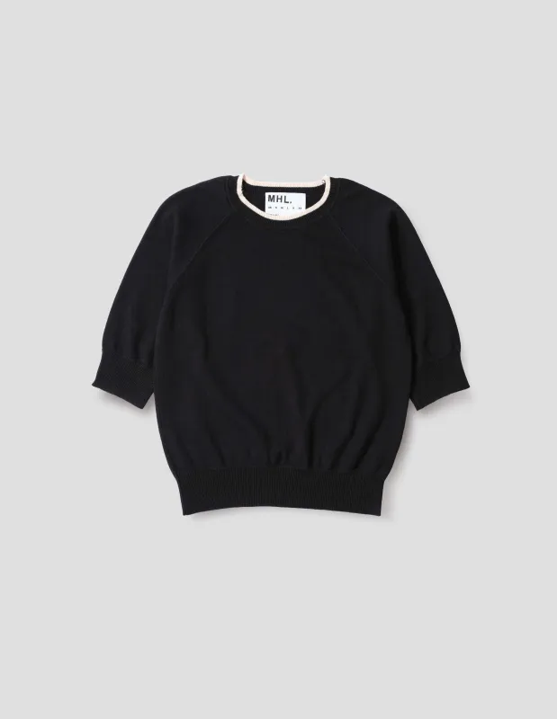 MHL. TIPPED CREW NECK T SHIRT | HEMP COTTON | BLACK sold by Margaret Howell