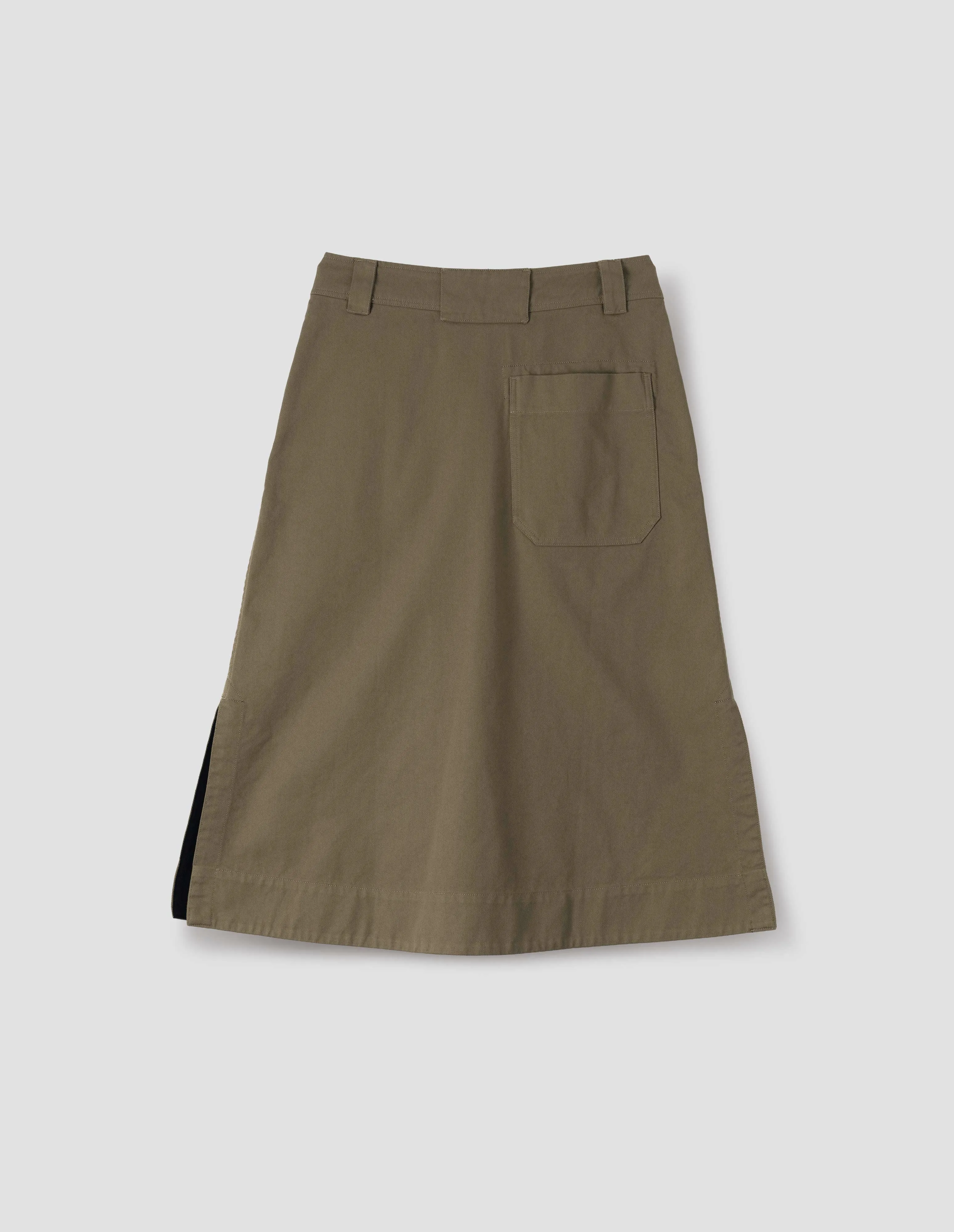 MHL. SIDE VENT SKIRT | SOFT COTTON DRILL | KHAKI GREEN sold by Margaret Howell product image thumbnail 4