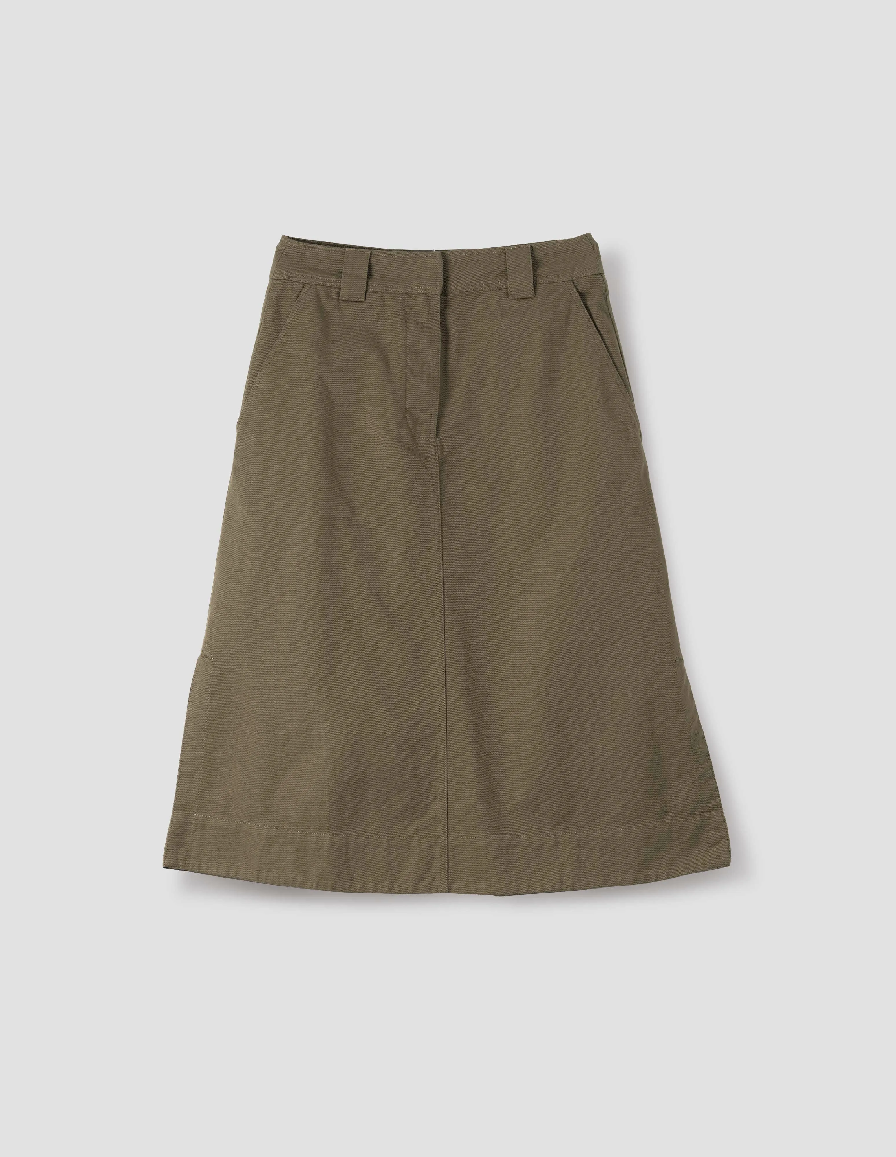 MHL. SIDE VENT SKIRT | SOFT COTTON DRILL | KHAKI GREEN sold by Margaret Howell product image thumbnail 3