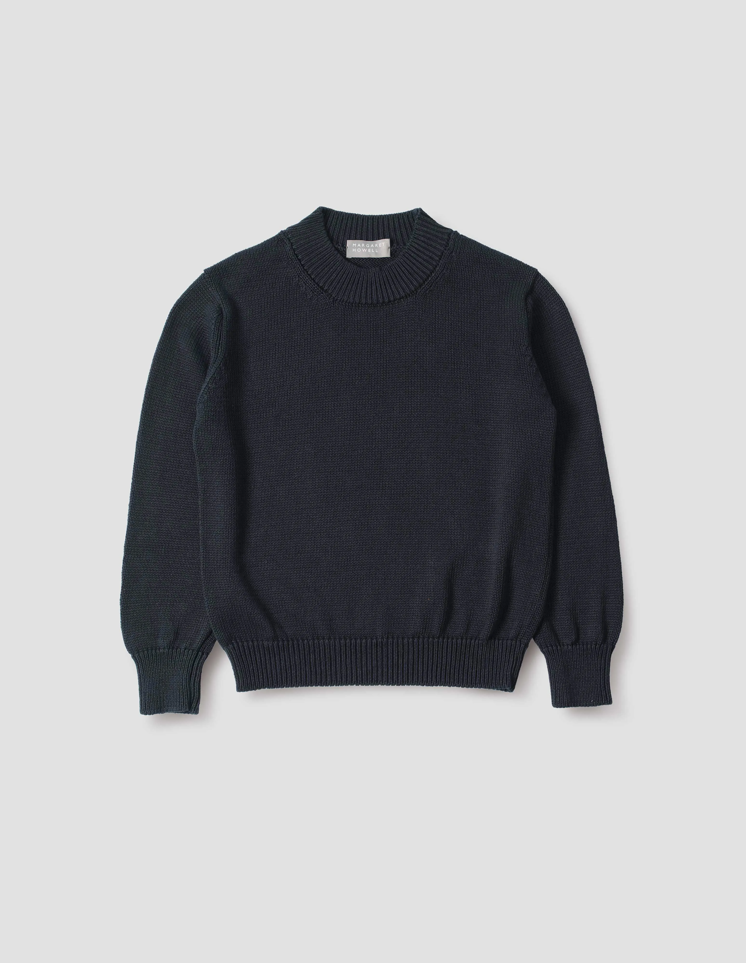 CHUNKY CREW NECK JUMPER | LINEN COTTON | MIDNIGHT sold by Margaret Howell product image thumbnail 4