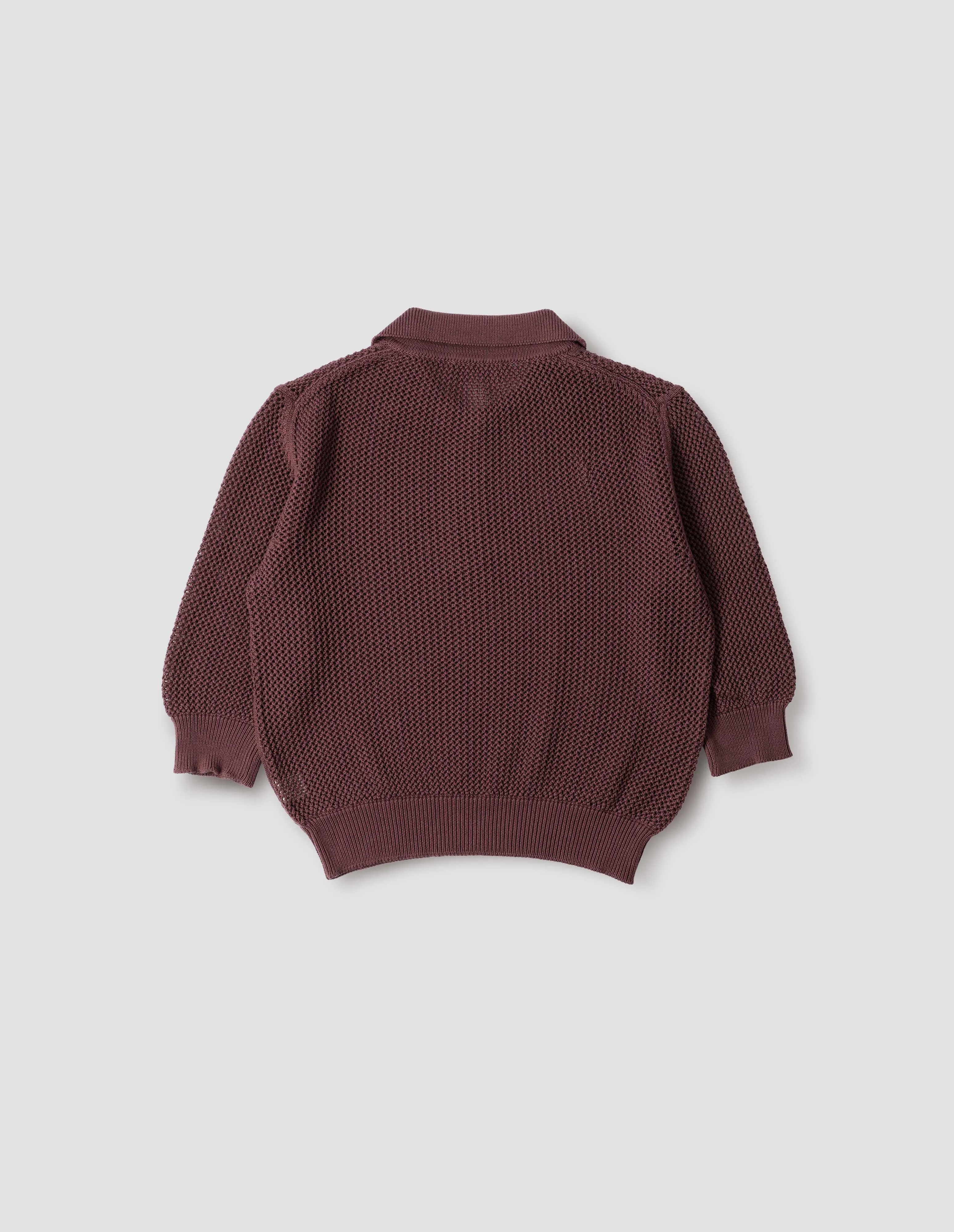 POINTELLE POLO SHIRT | LIGHT COTTON CASHMERE | DARK CLAY sold by Margaret Howell product image thumbnail 5