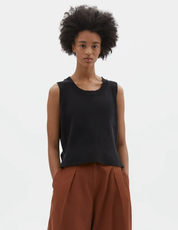 MHL. KNITTED TANK TOP | COTTON LINEN | OFF BLACK sold by Margaret Howell