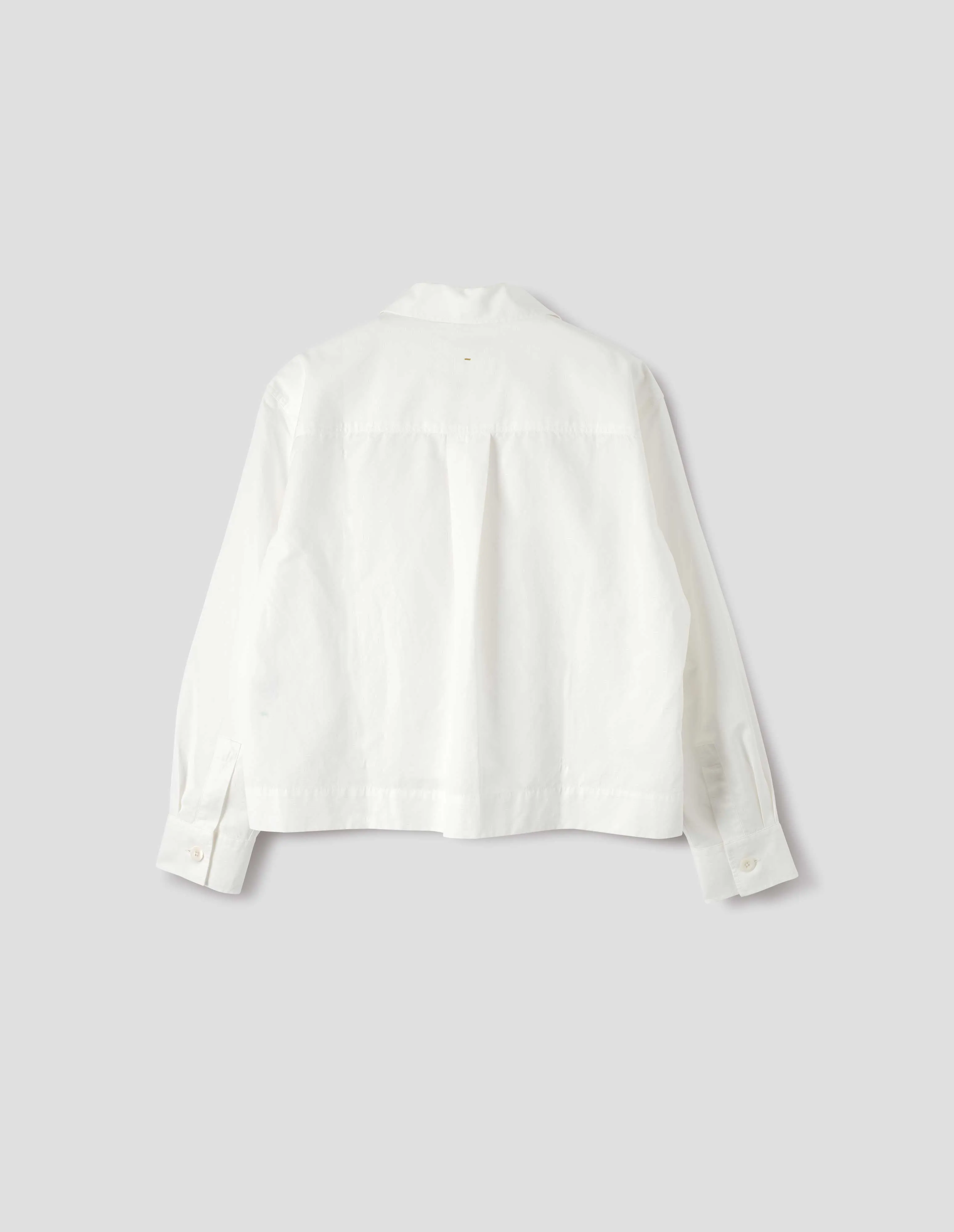 MHL. ASYMMETRIC ROUND COLLAR SHIRT | COTTON LINEN POPLIN | CHALK sold by Margaret Howell product image thumbnail 5