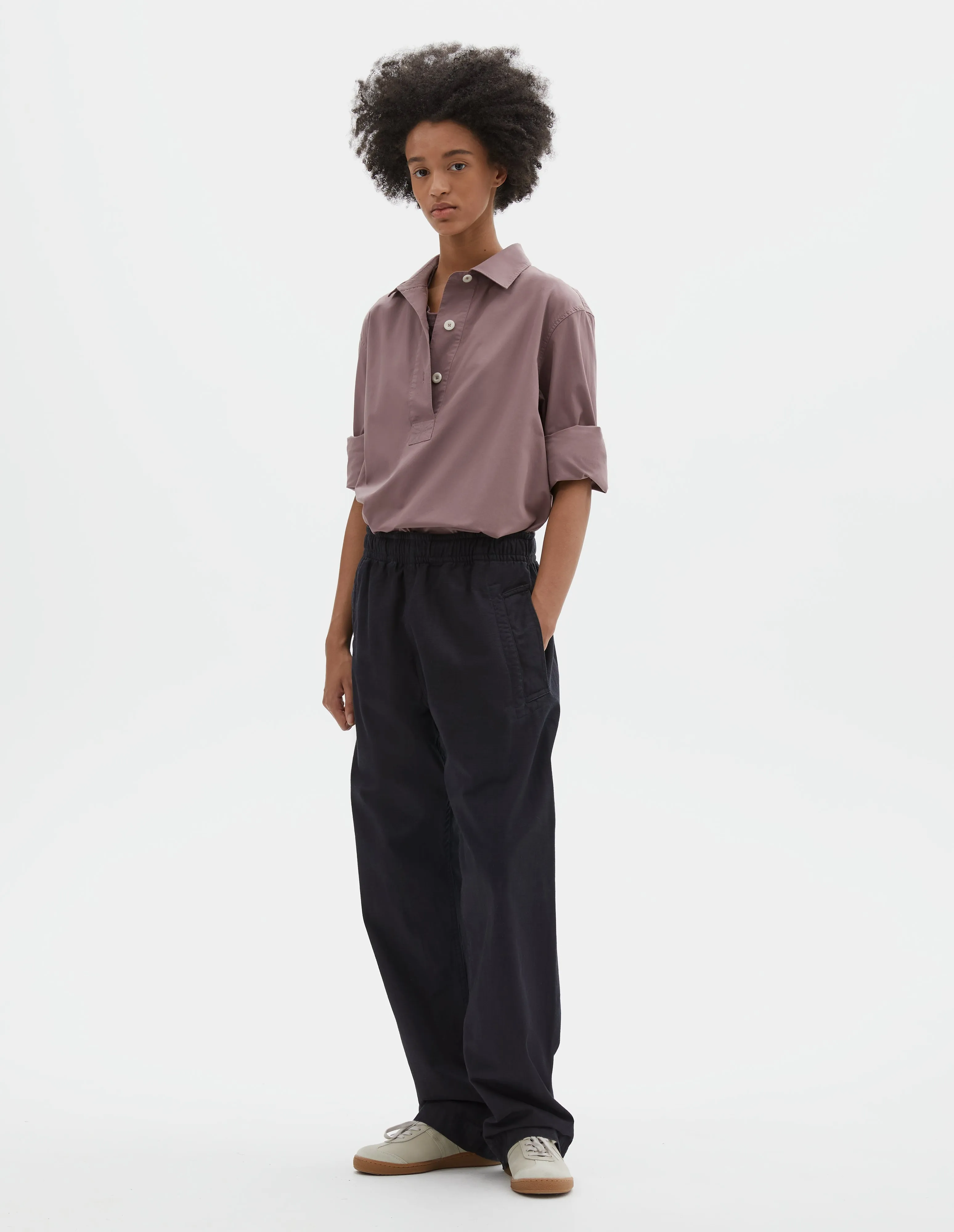 MHL. WIDE LEG JOGGER | INDIGO TWILL | INDIGO sold by Margaret Howell