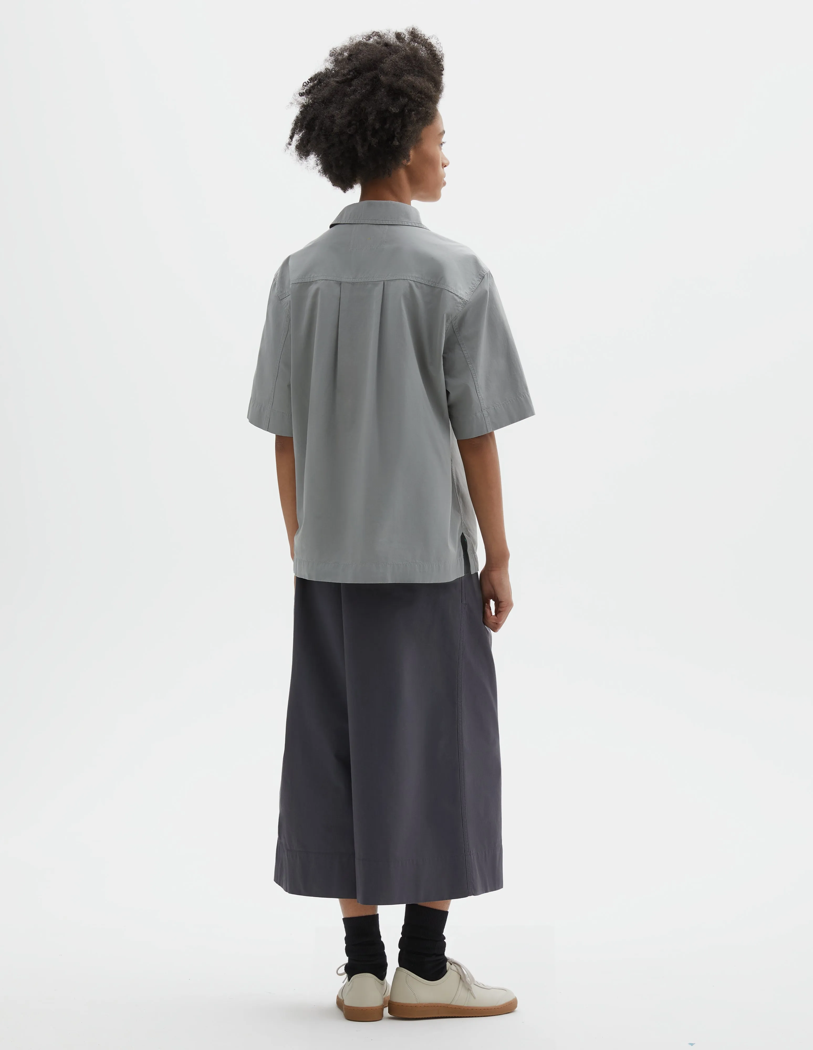 MHL. HALF ZIP SHIRT | COMPACT COTTON POPLIN | FOG sold by Margaret Howell product image thumbnail 3