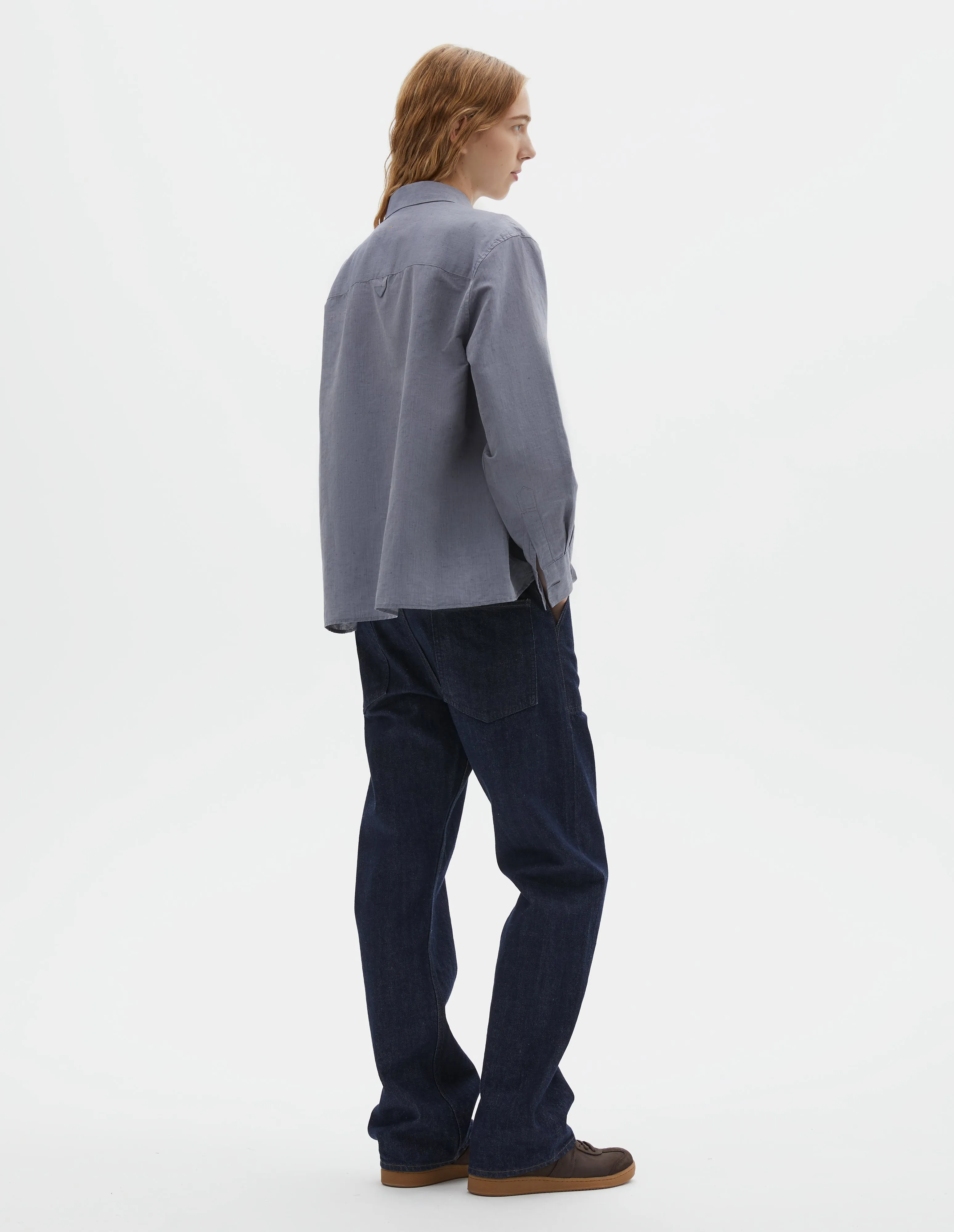 MHL. SWING SHIRT | LIGHTWEIGHT COTTON LINEN | STORM BLUE sold by Margaret Howell product image thumbnail 3