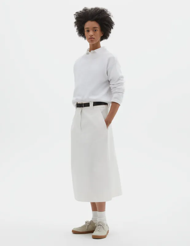 MHL. SIDE VENT SKIRT | SOFT COTTON DRILL | OFF WHITE made by Margaret Howell