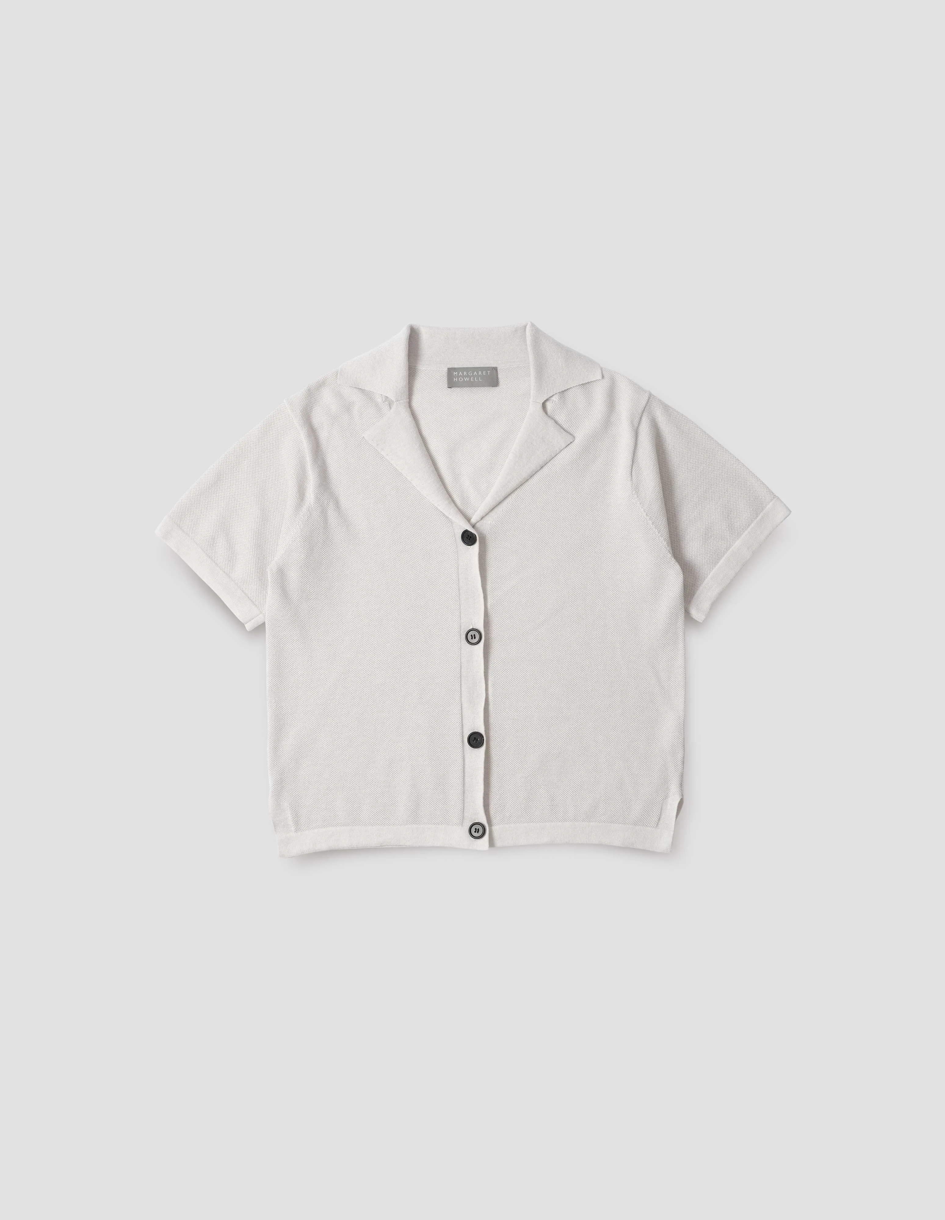 KNITTED SHORT SLEEVE SHIRT | LIGHT COTTON CASHMERE | OFF WHITE sold by Margaret Howell product image thumbnail 4