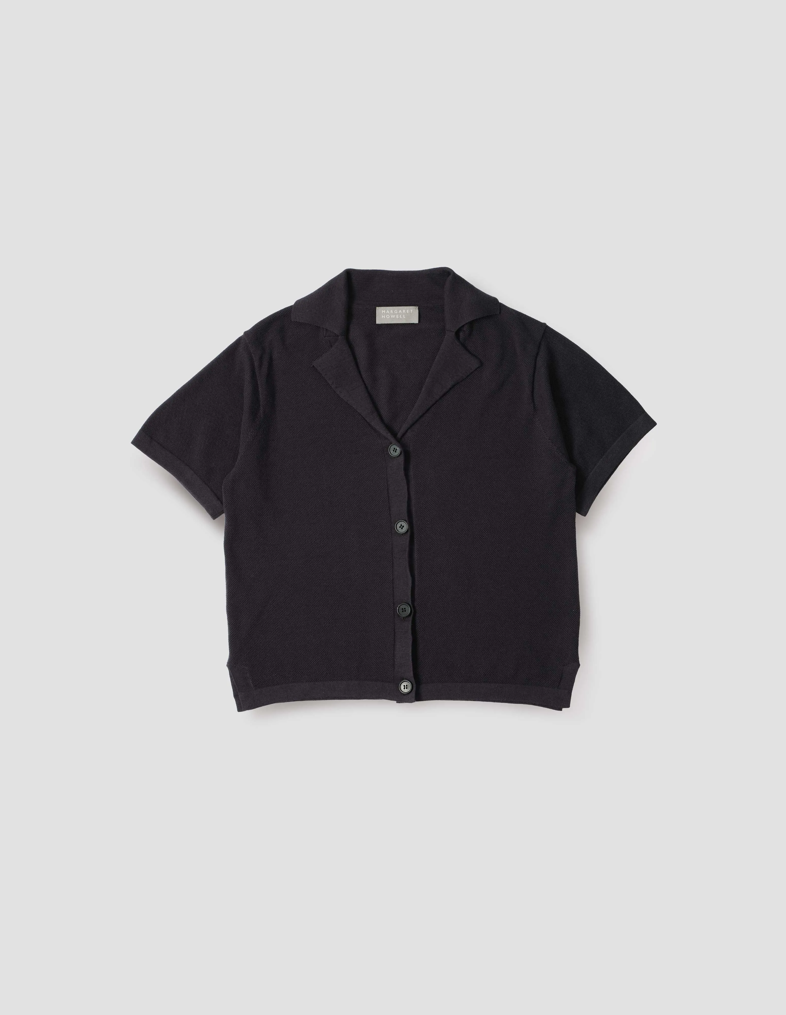 KNITTED SHORT SLEEVE SHIRT | LIGHT COTTON CASHMERE | BLACK sold by Margaret Howell product image thumbnail 4