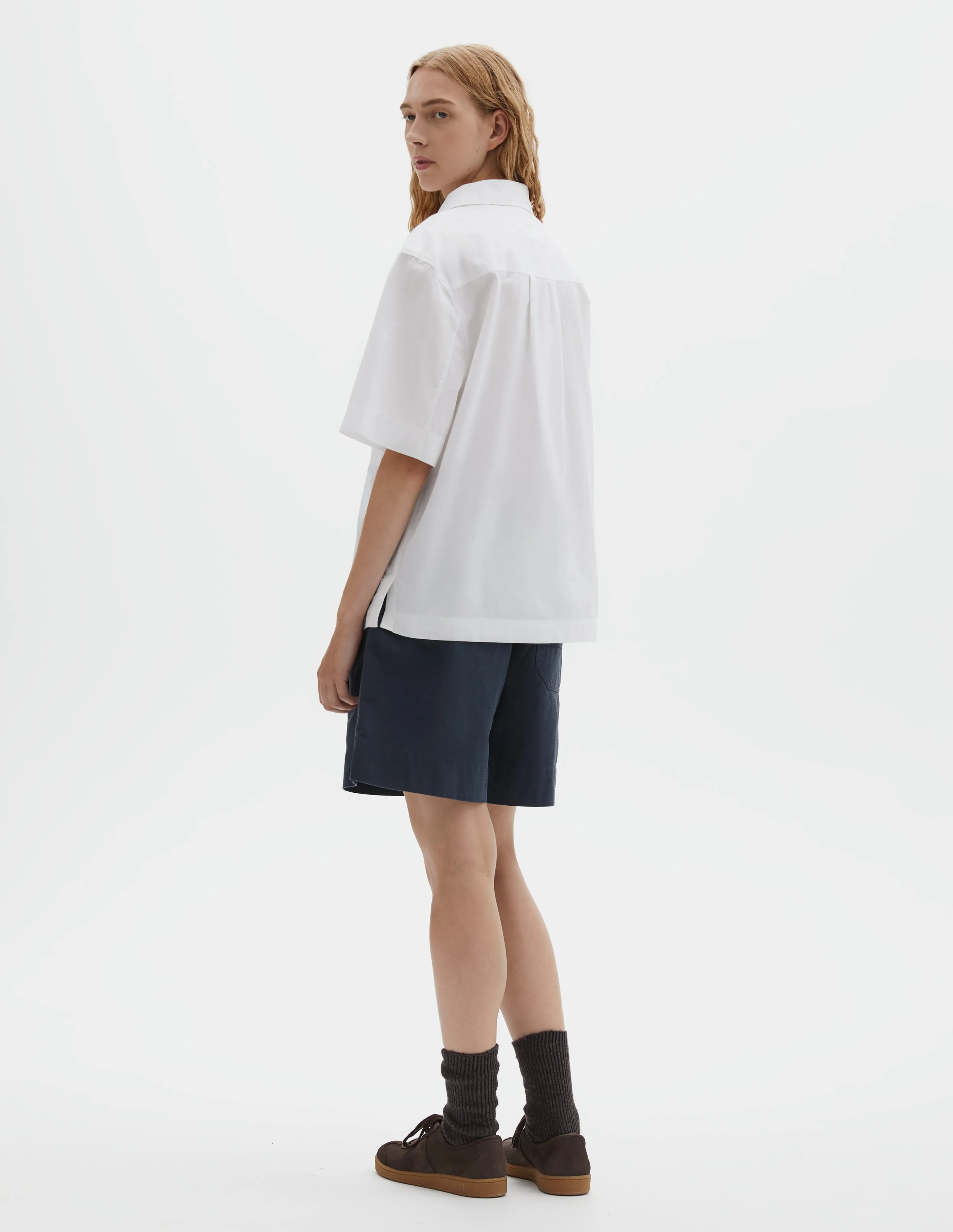 MHL. HALF ZIP SHIRT | COMPACT COTTON POPLIN | WHITE sold by Margaret Howell product image thumbnail 3