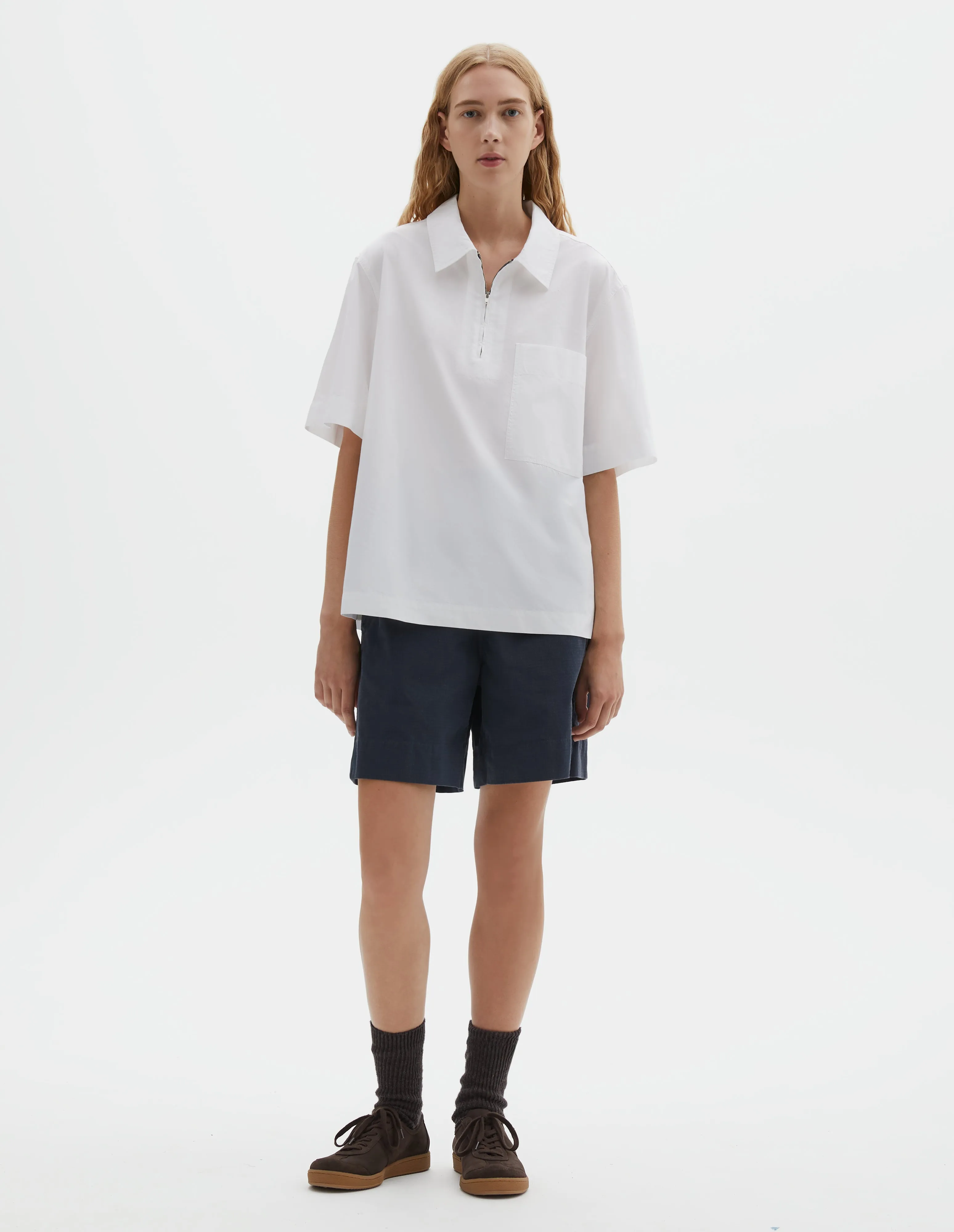 MHL. HALF ZIP SHIRT | COMPACT COTTON POPLIN | WHITE sold by Margaret Howell product image thumbnail 2