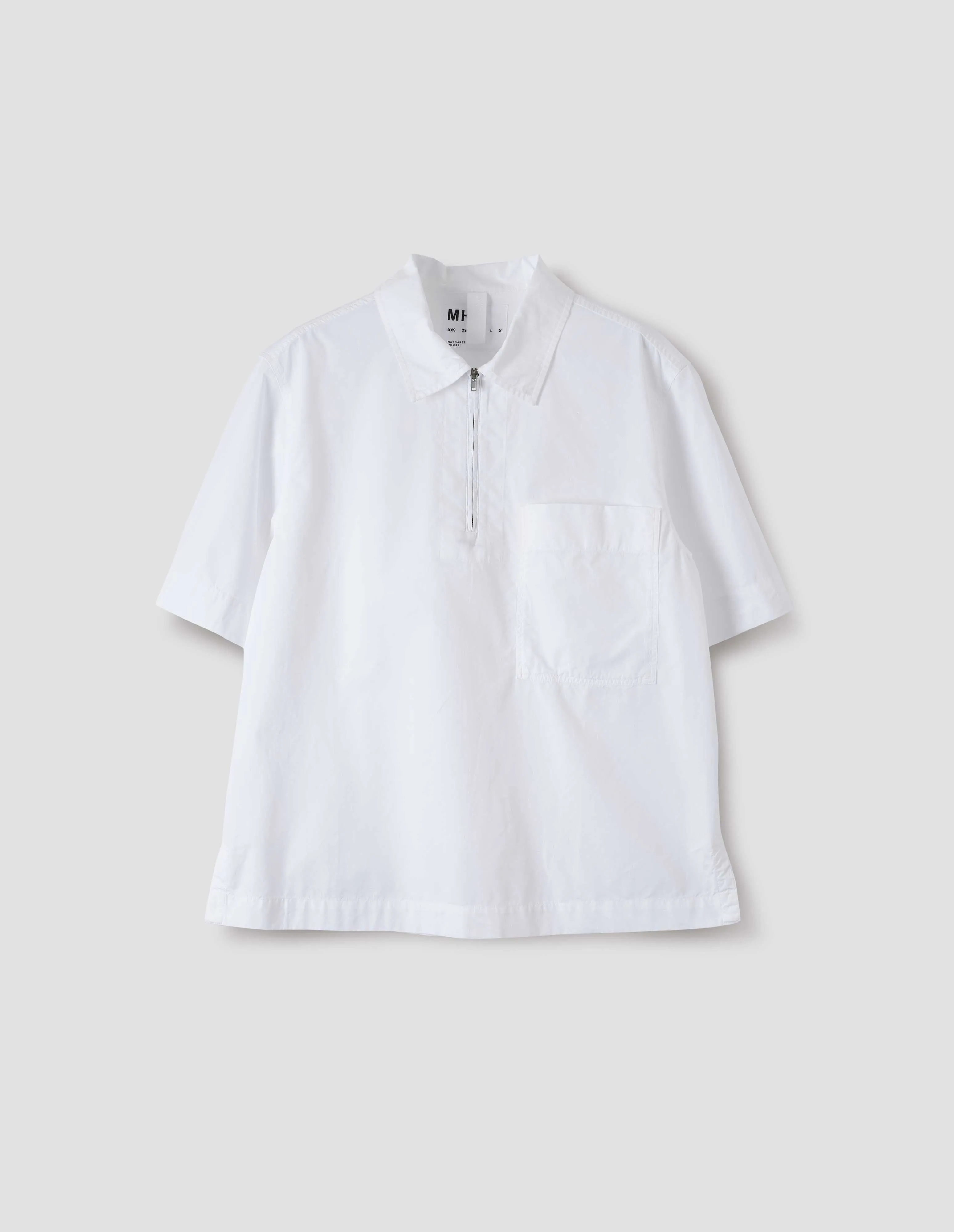 MHL. HALF ZIP SHIRT | COMPACT COTTON POPLIN | WHITE sold by Margaret Howell product image thumbnail 4