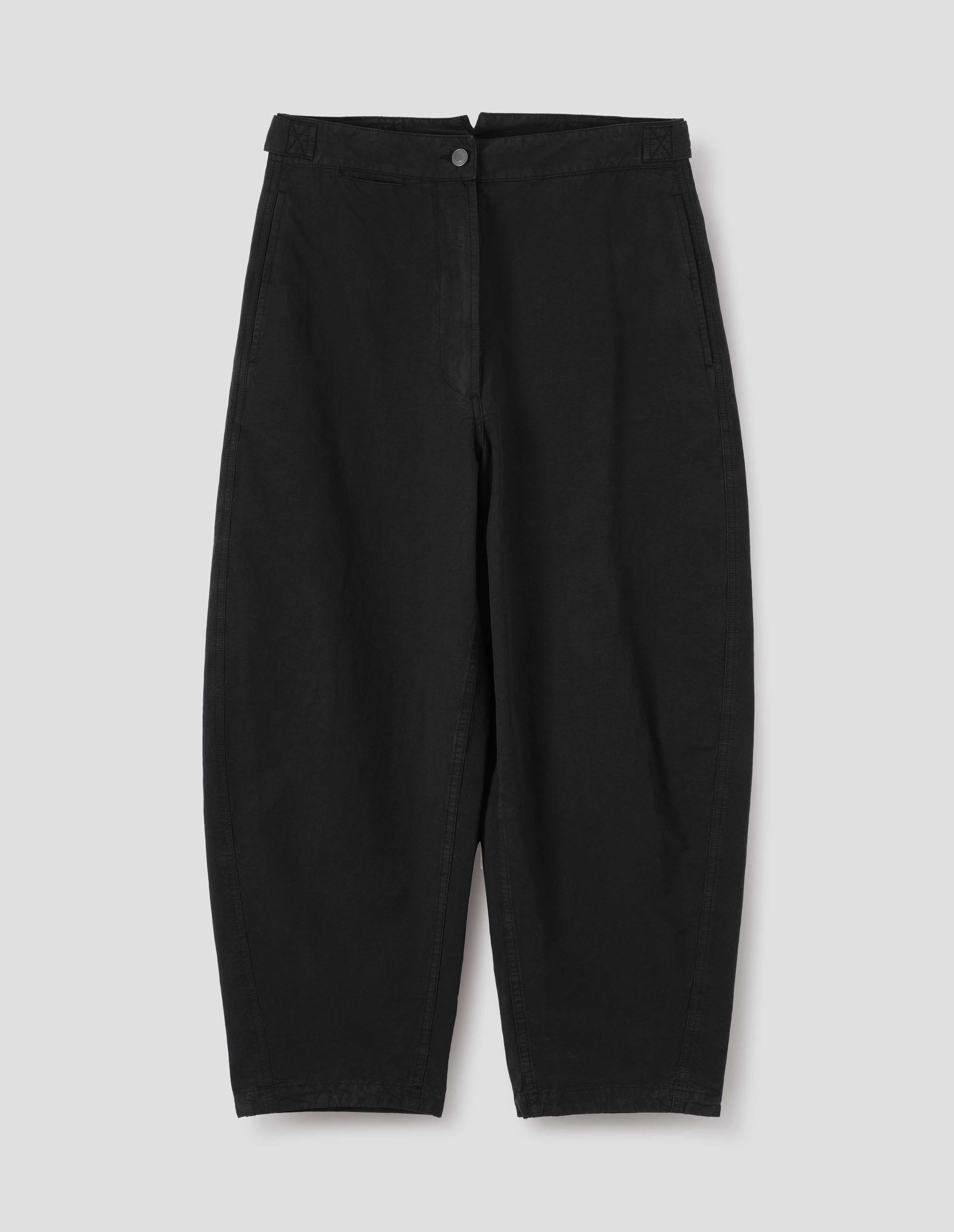MHL. BARREL LEG TROUSERS | DRY COTTON LINEN | BLACK sold by Margaret Howell product image thumbnail 3