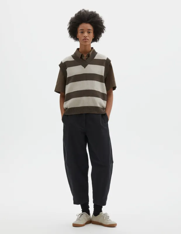 MHL. BARREL LEG TROUSERS | DRY COTTON LINEN | BLACK sold by Margaret Howell