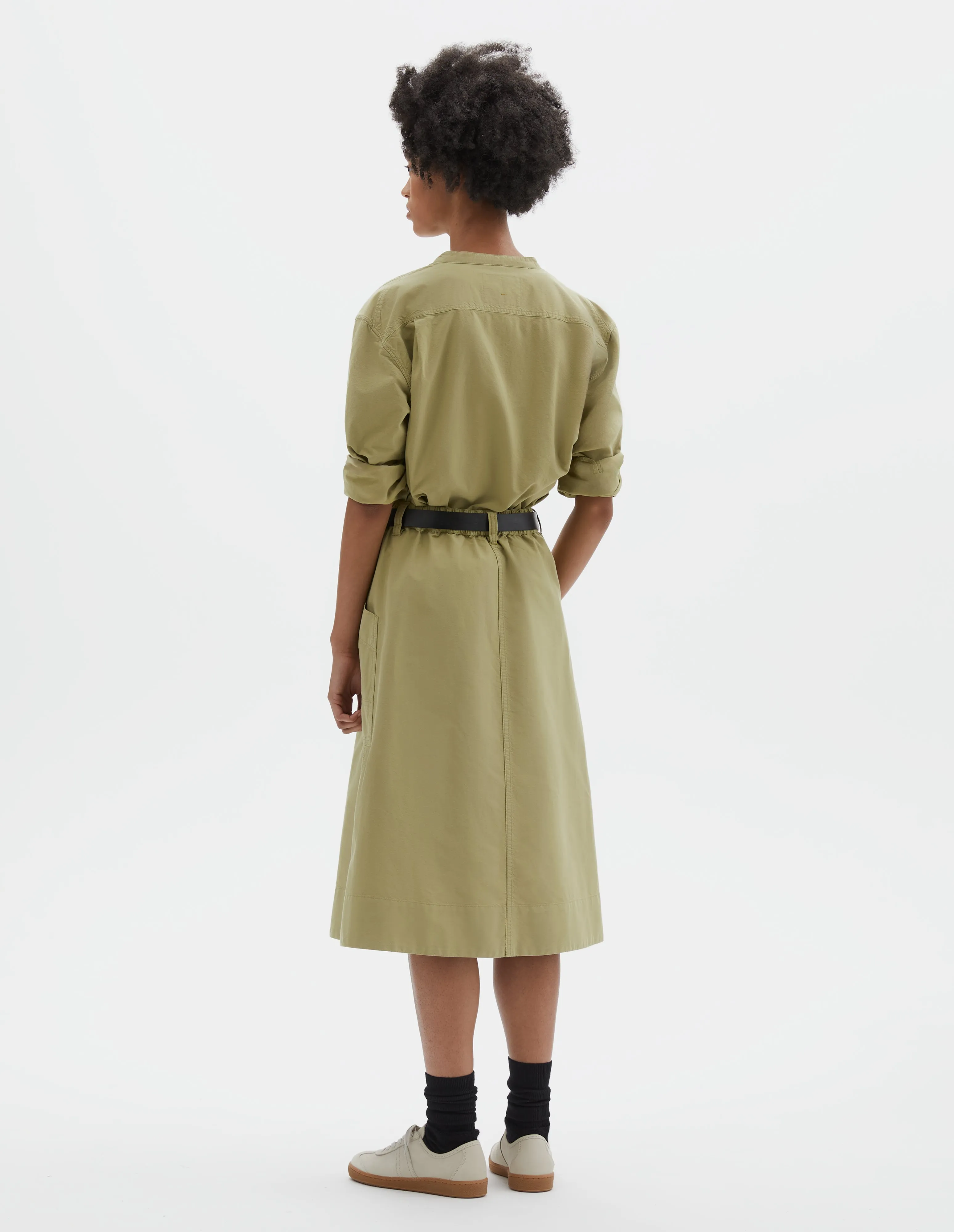 MHL. PATCH POCKET SKIRT | COTTON CANVAS SHIRTING | PALE GREEN sold by Margaret Howell product image thumbnail 2