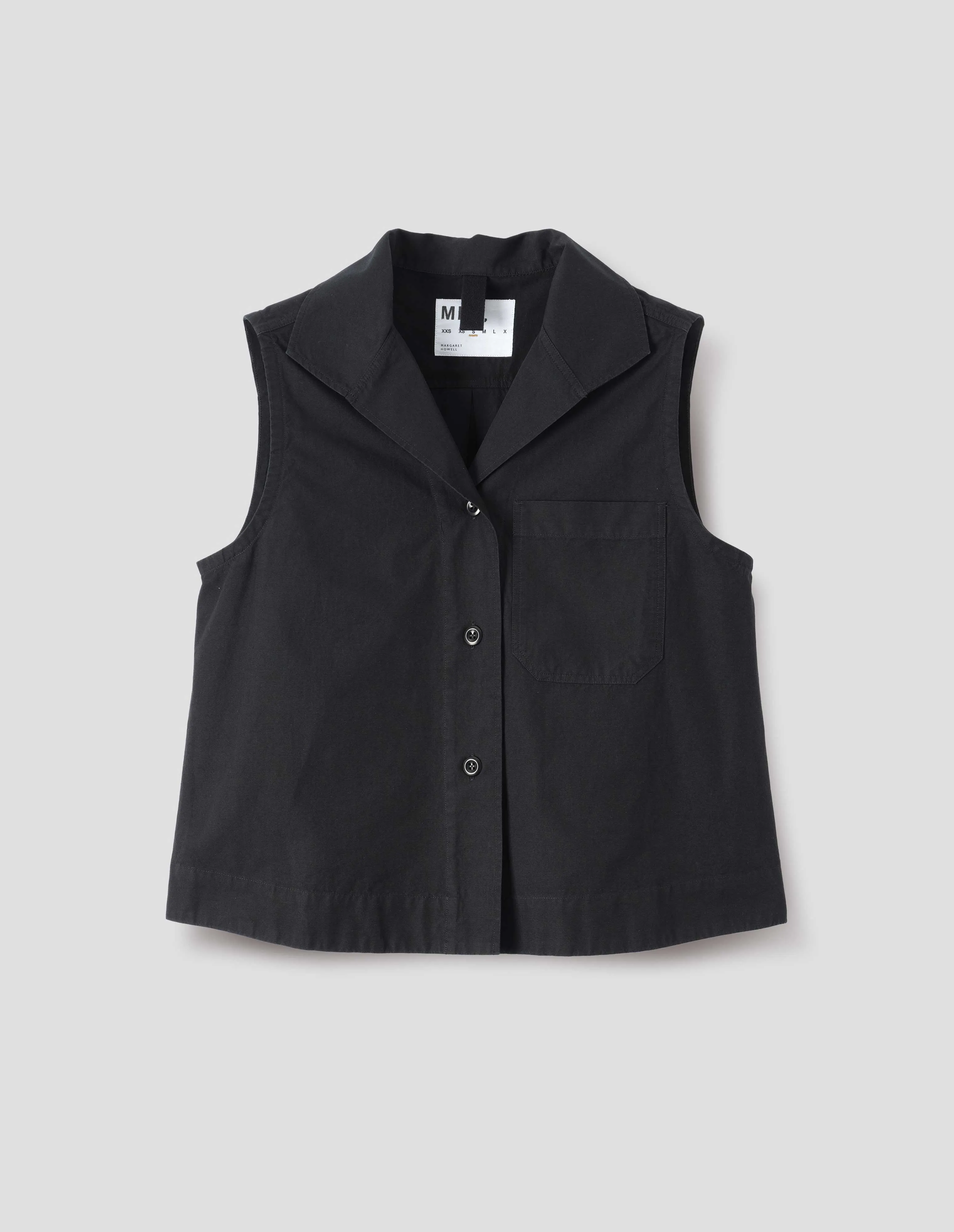 MHL. SLEEVELESS SAILOR SHIRT | DENIM PLAINWEAVE | BLACK sold by Margaret Howell product image thumbnail 4