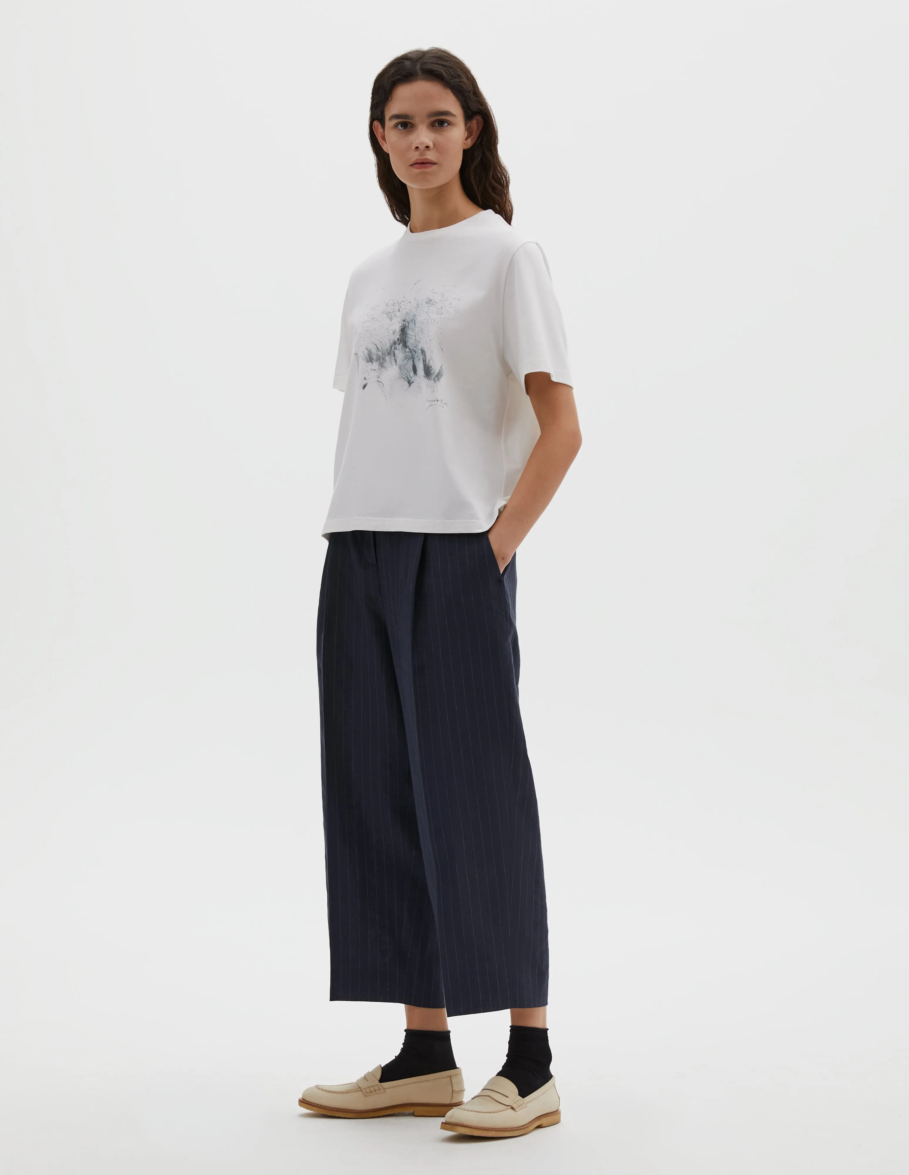 GRASSES T SHIRT | COTTON JERSEY | WHITE sold by Margaret Howell product image thumbnail 2