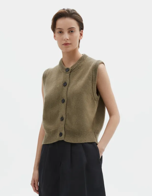 KNITTED GILET | MERINO CASHMERE | LICHEN made by Margaret Howell