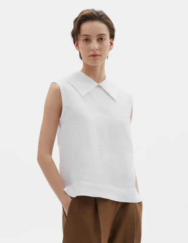 SLEEVELESS TOP | SHIRTING LINEN | WHITE made by Margaret Howell