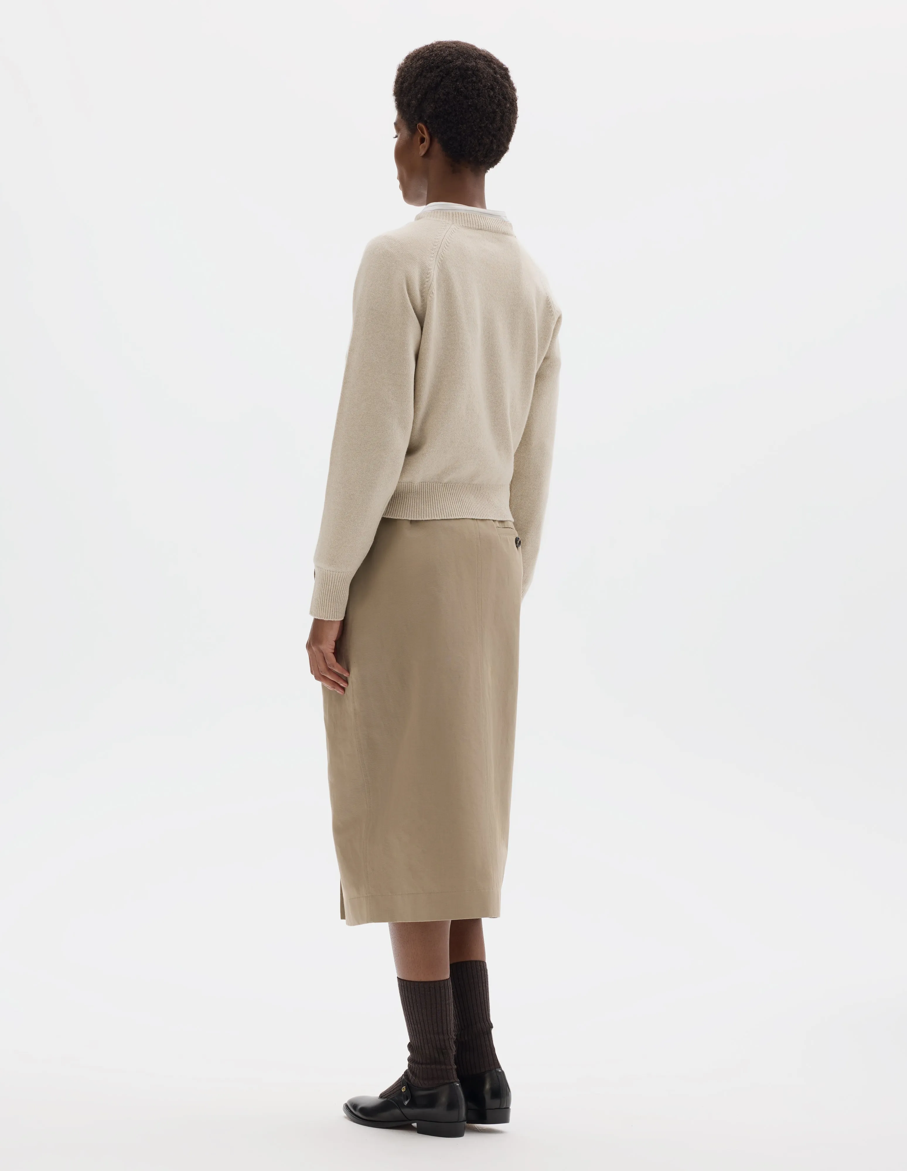 TEXTURED ARGYLE JUMPER | MERINO CASHMERE | NATURAL sold by Margaret Howell product image thumbnail 3