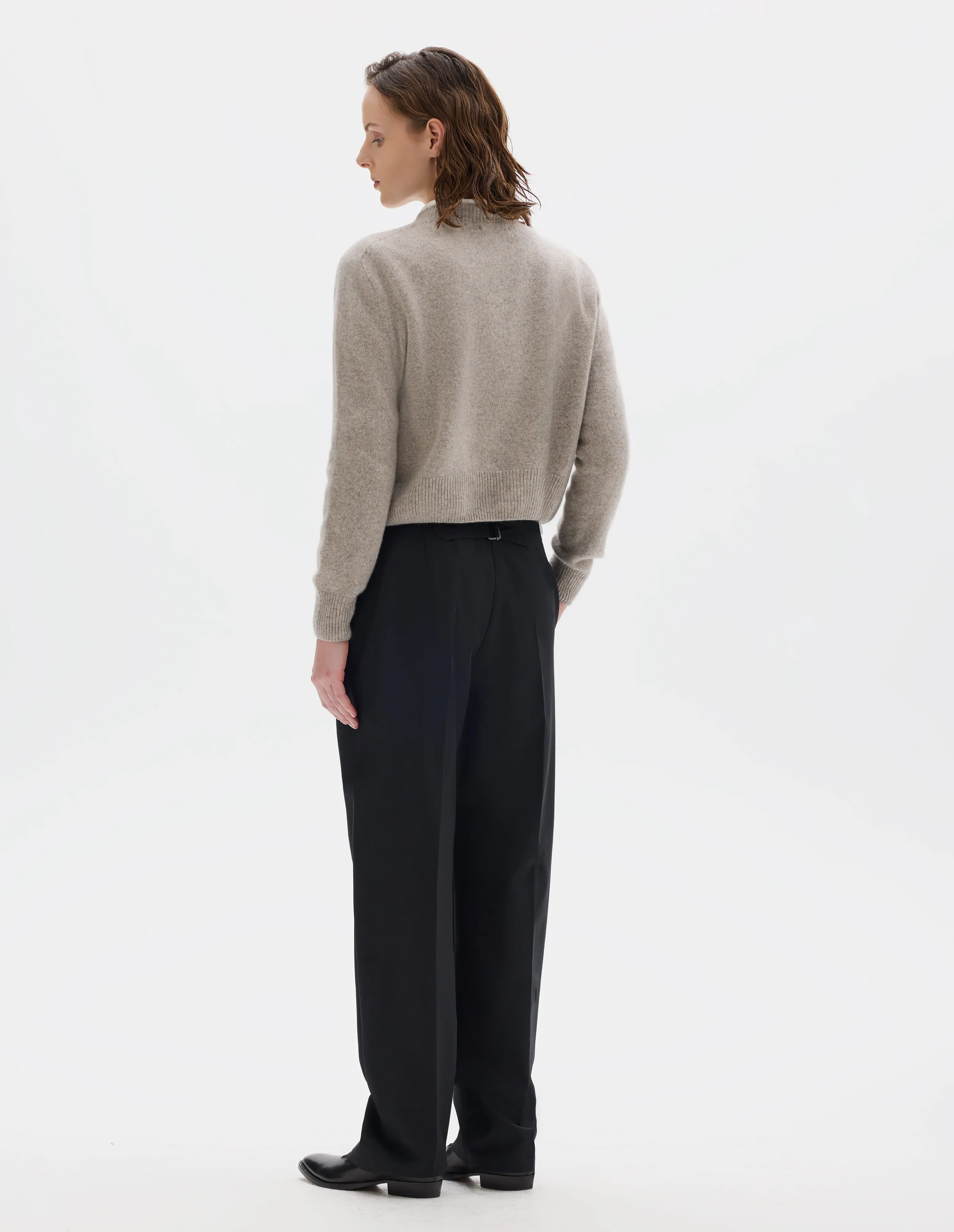 SMALL CREW NECK CARDIGAN | MERINO CASHMERE | NATURAL sold by Margaret Howell product image thumbnail 3