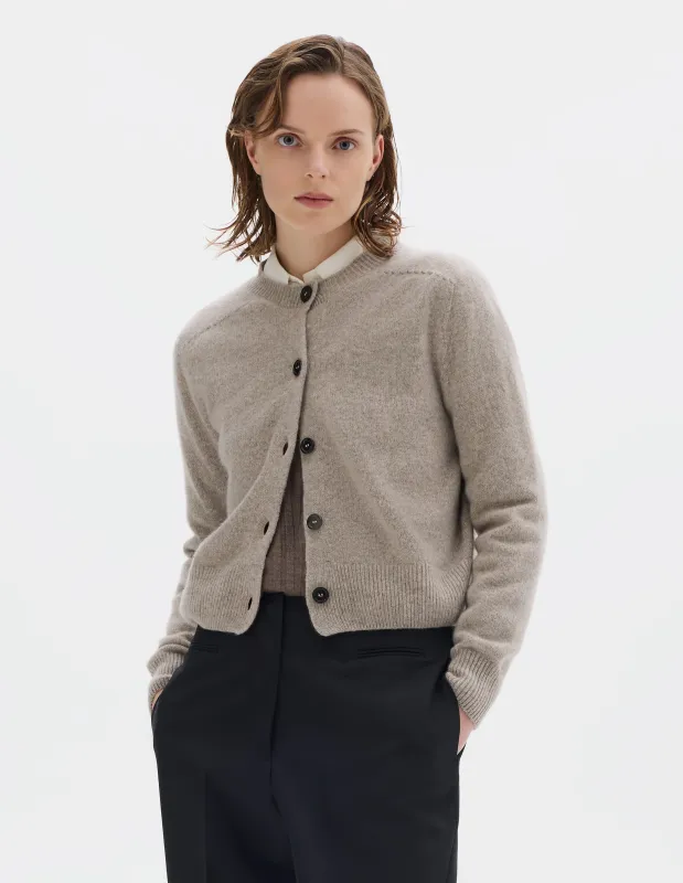 SMALL CREW NECK CARDIGAN | MERINO CASHMERE | NATURAL made by Margaret Howell
