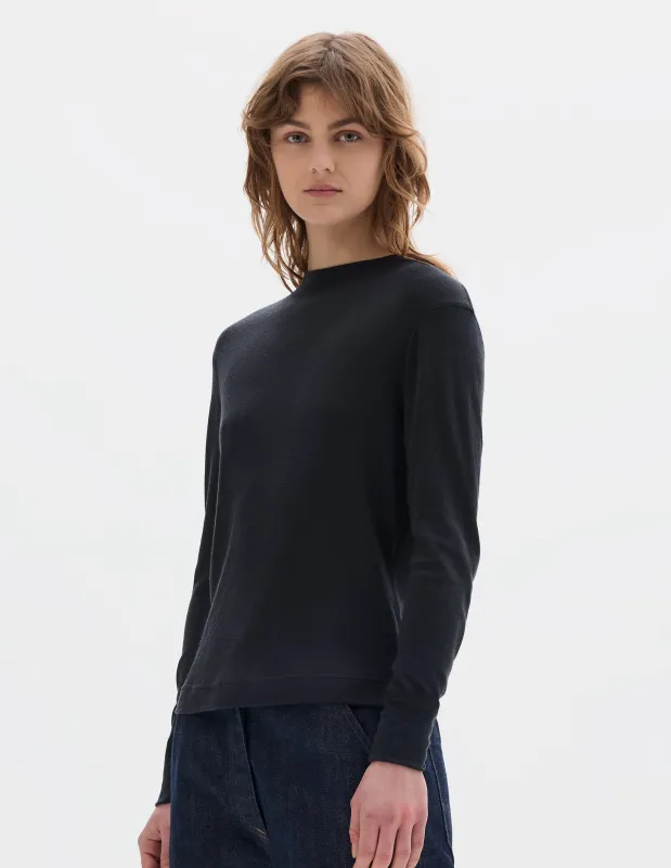 MHL. THERMAL T SHIRT | WOOL JERSEY | OFF BLACK made by Margaret Howell